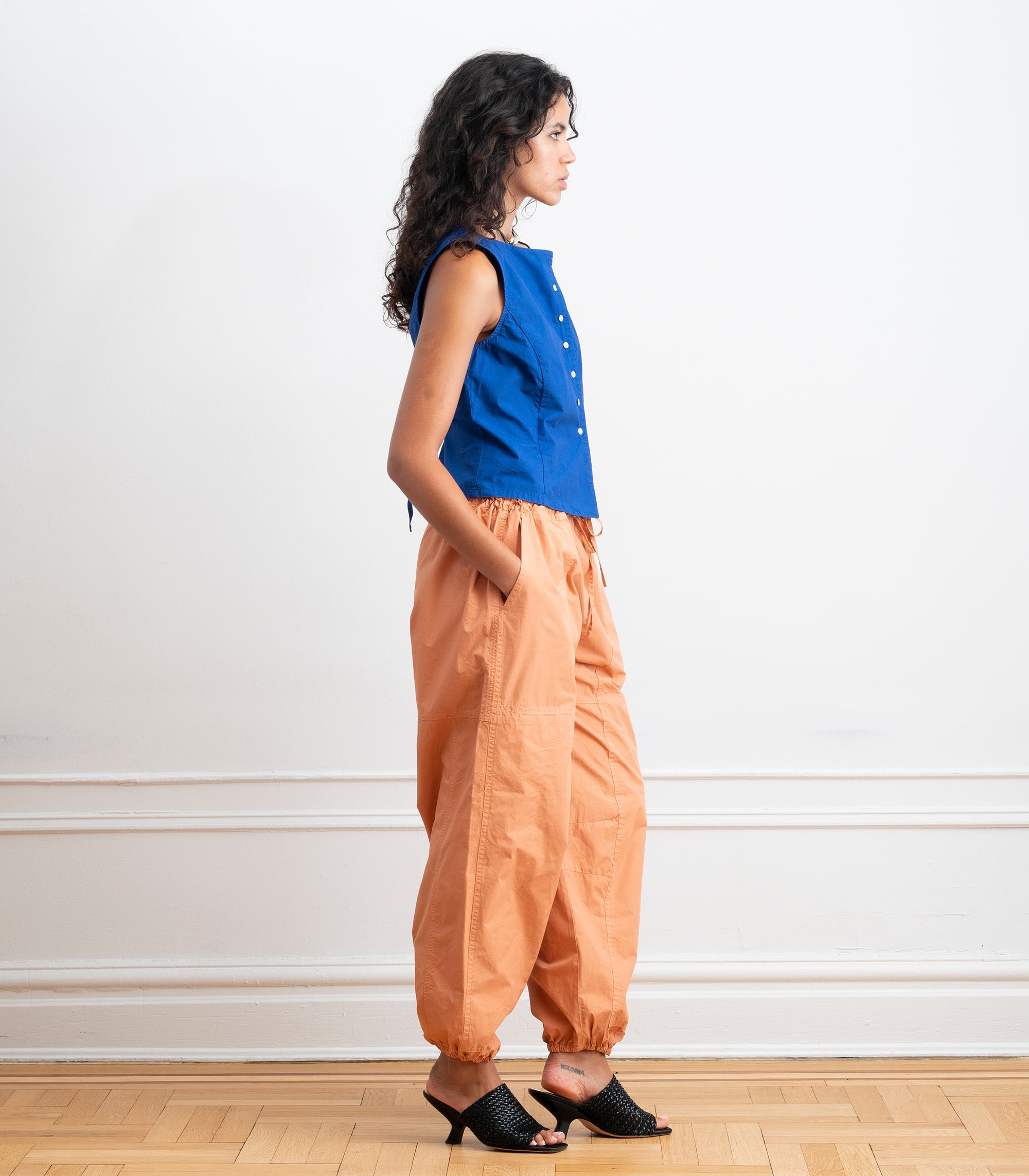 Nara Parachute Leg Drawstring Pants - Peach SS26