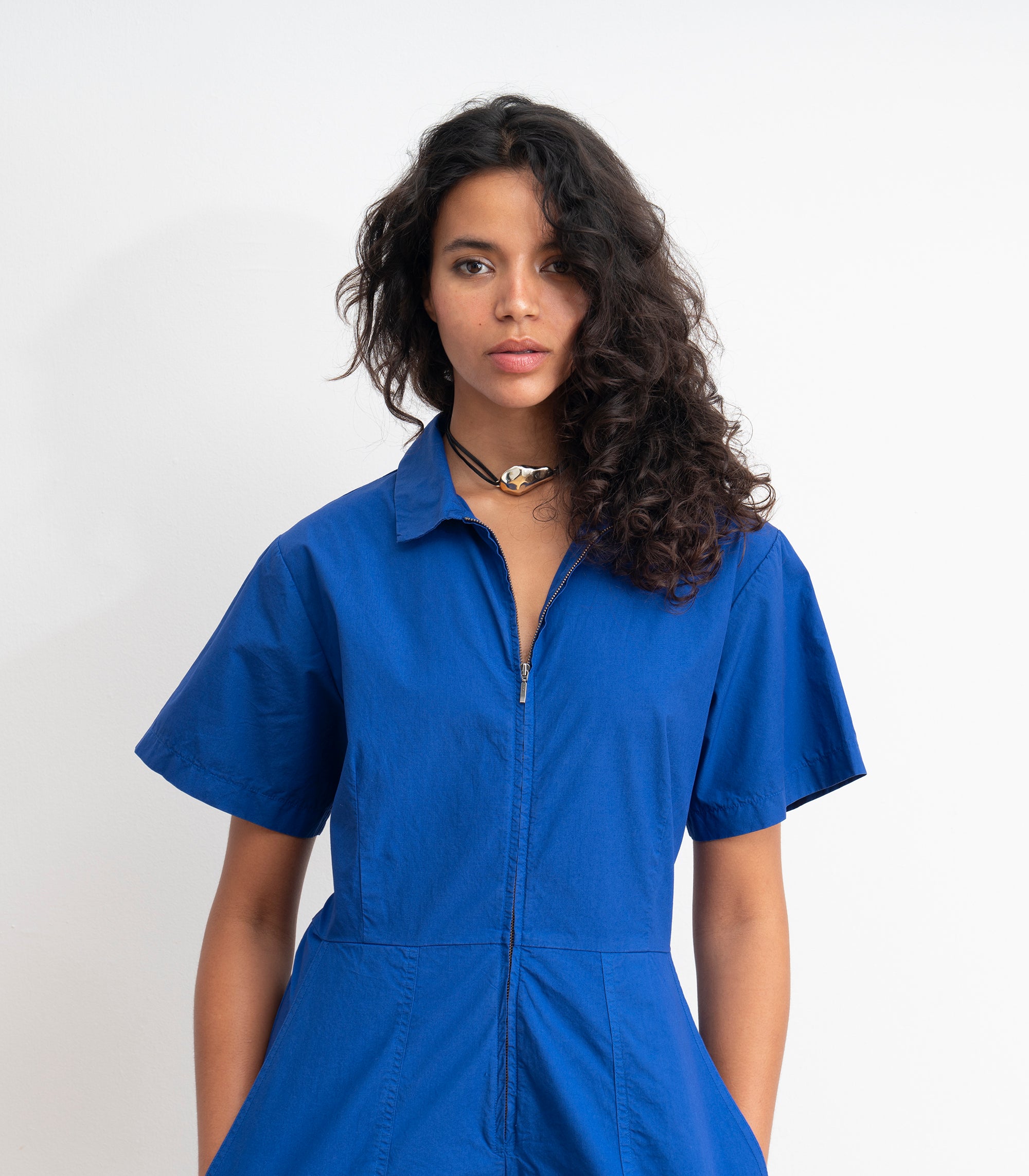 Clara Short Sleeve Parachute Leg Jumpsuit - Blueberry