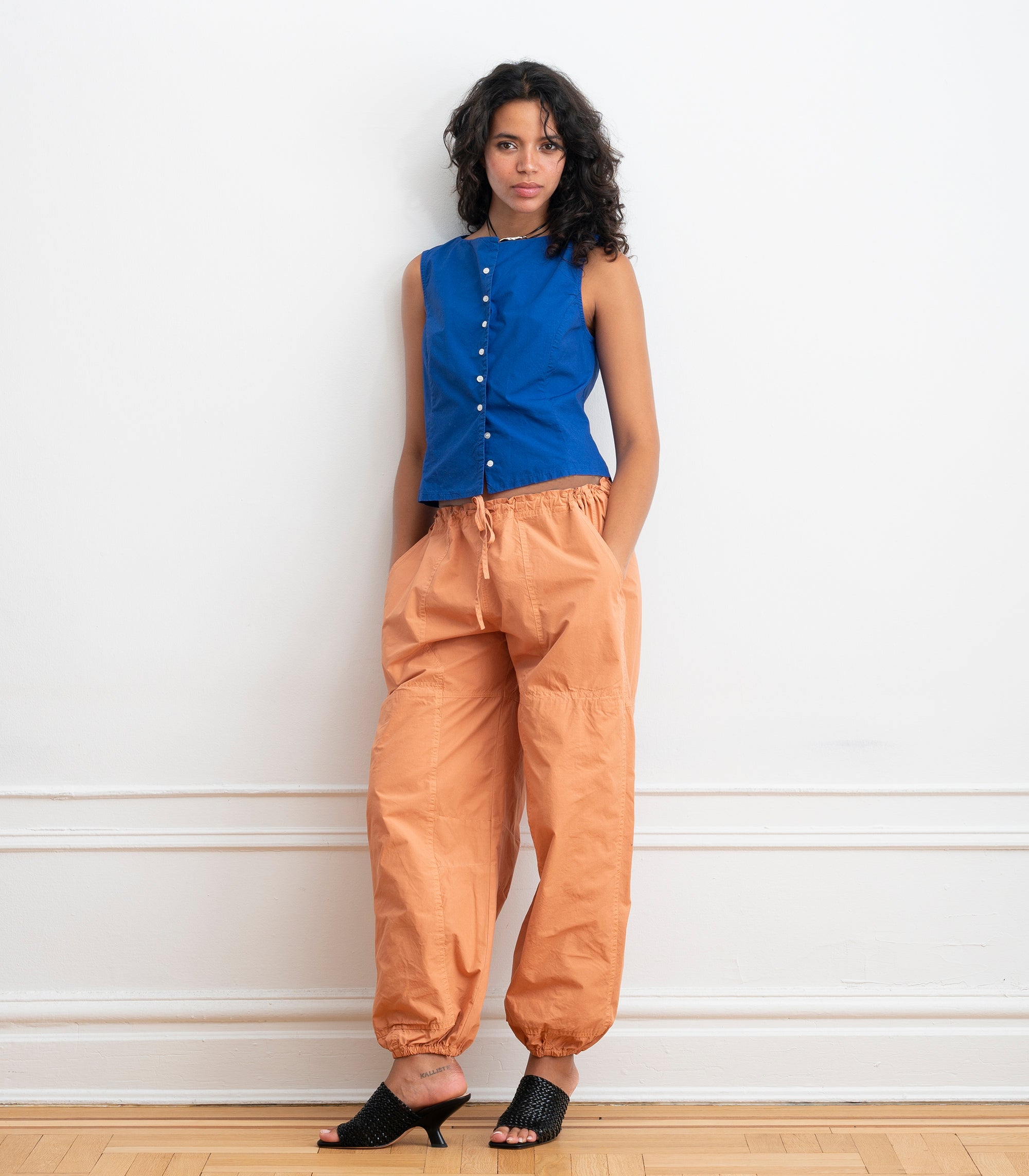Nara Parachute Leg Drawstring Pants - Peach SS26