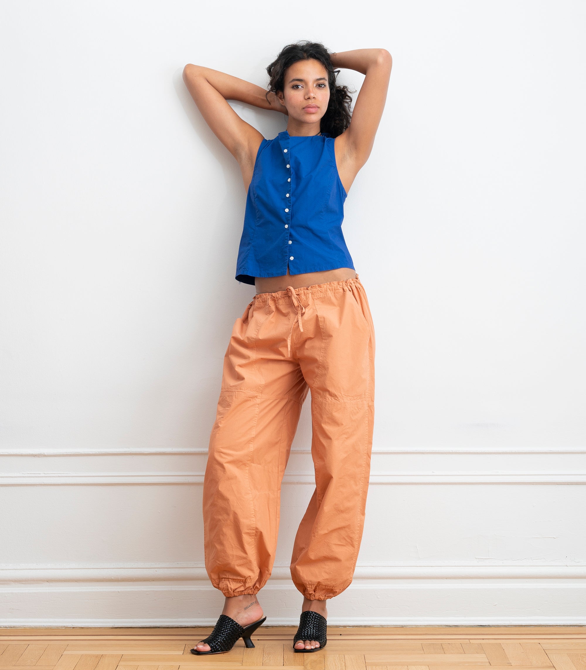 Nara Parachute Leg Drawstring Pants - Peach SS26