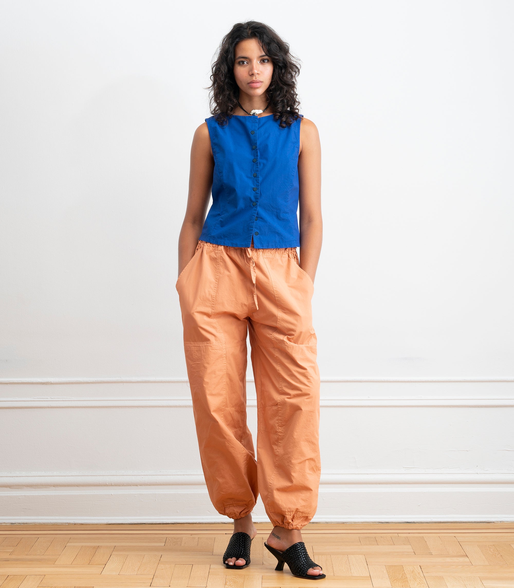 Hannah Cropped Tie Vest - Blueberry
