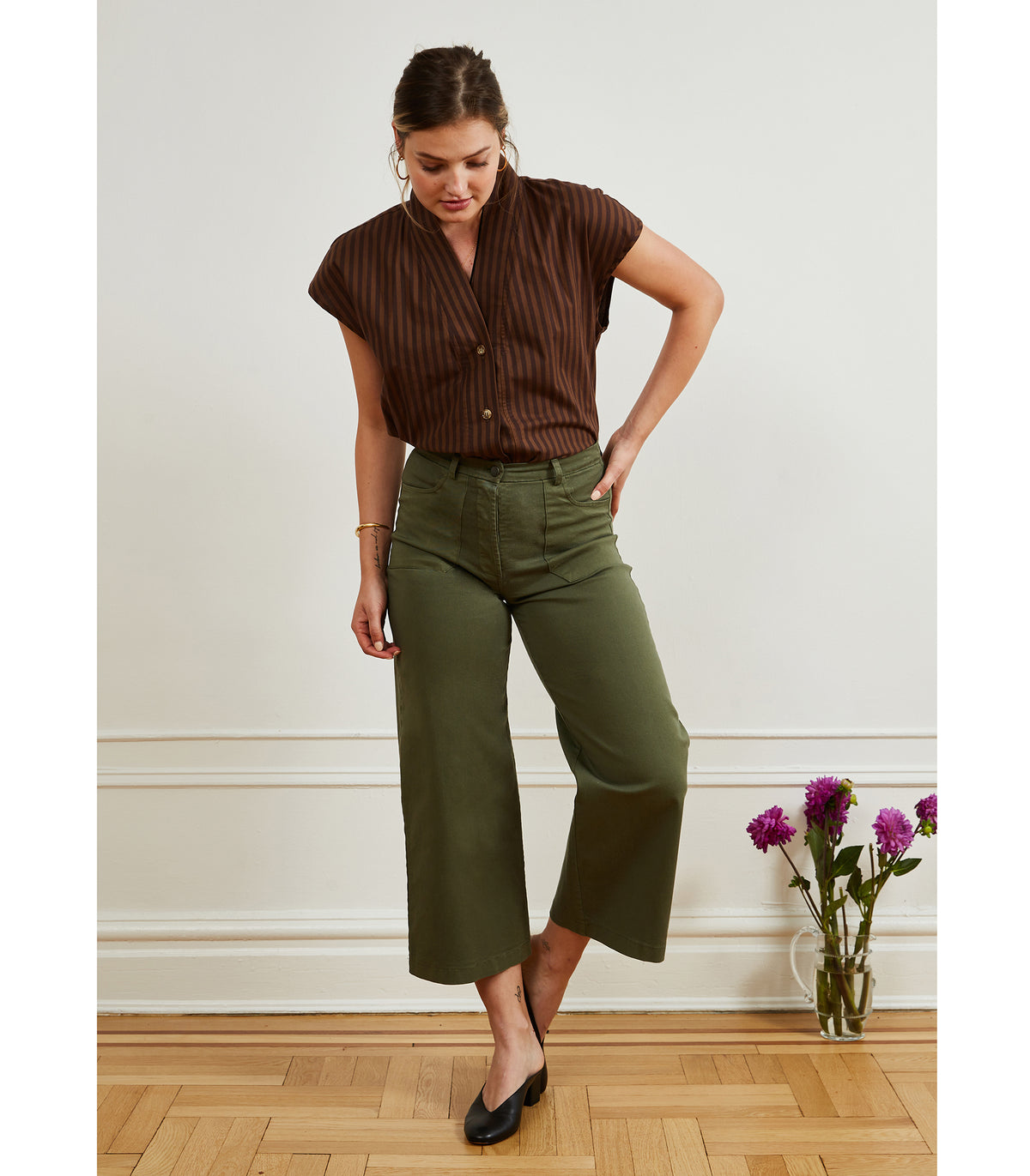 Simone Wide Crop Pants Pine