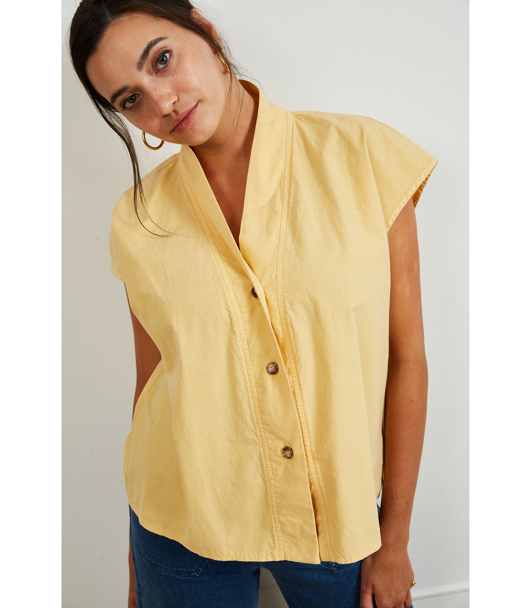 Sienna Shawl Collar Top - Butter