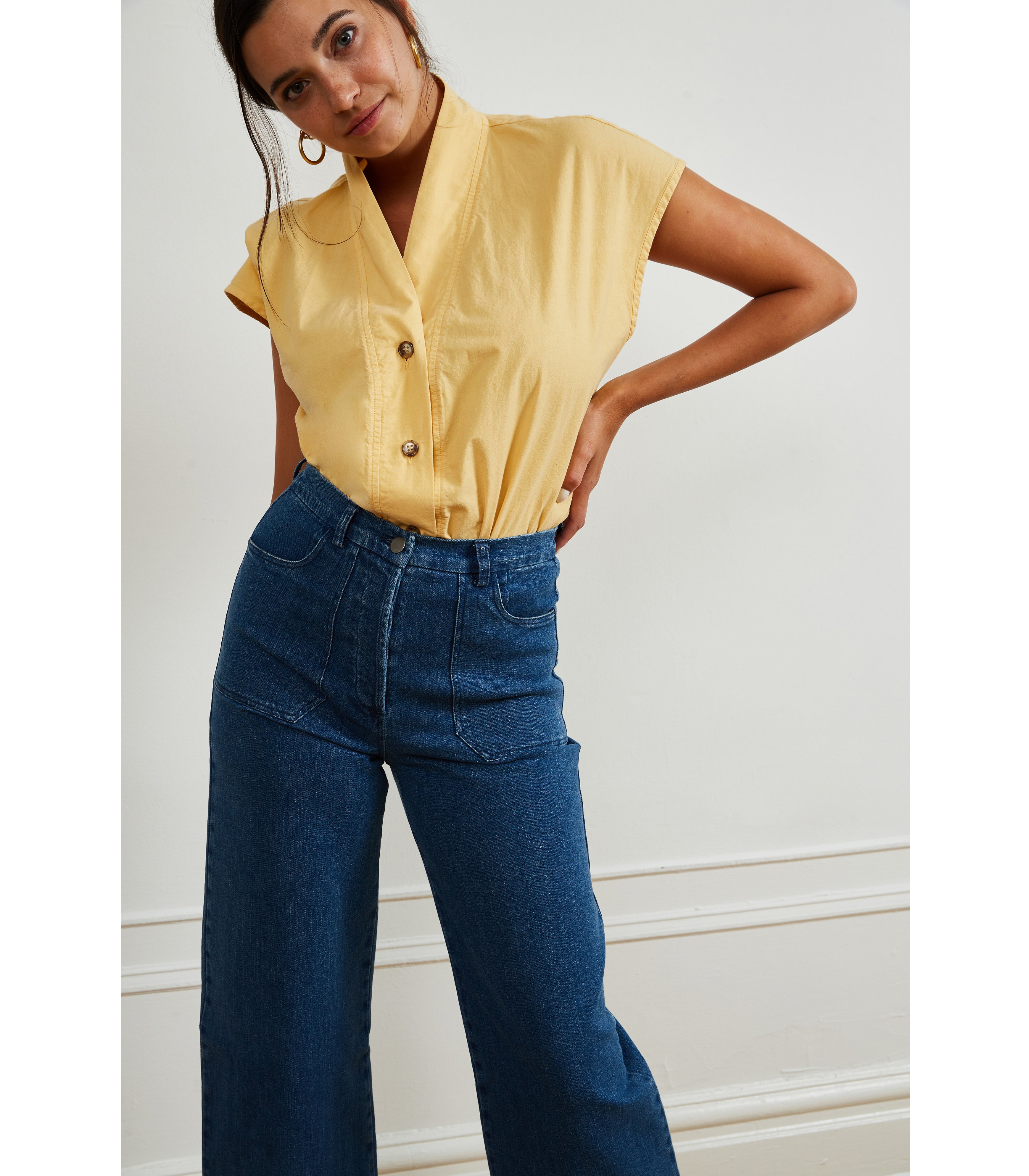 Sienna Shawl Collar Top - Butter