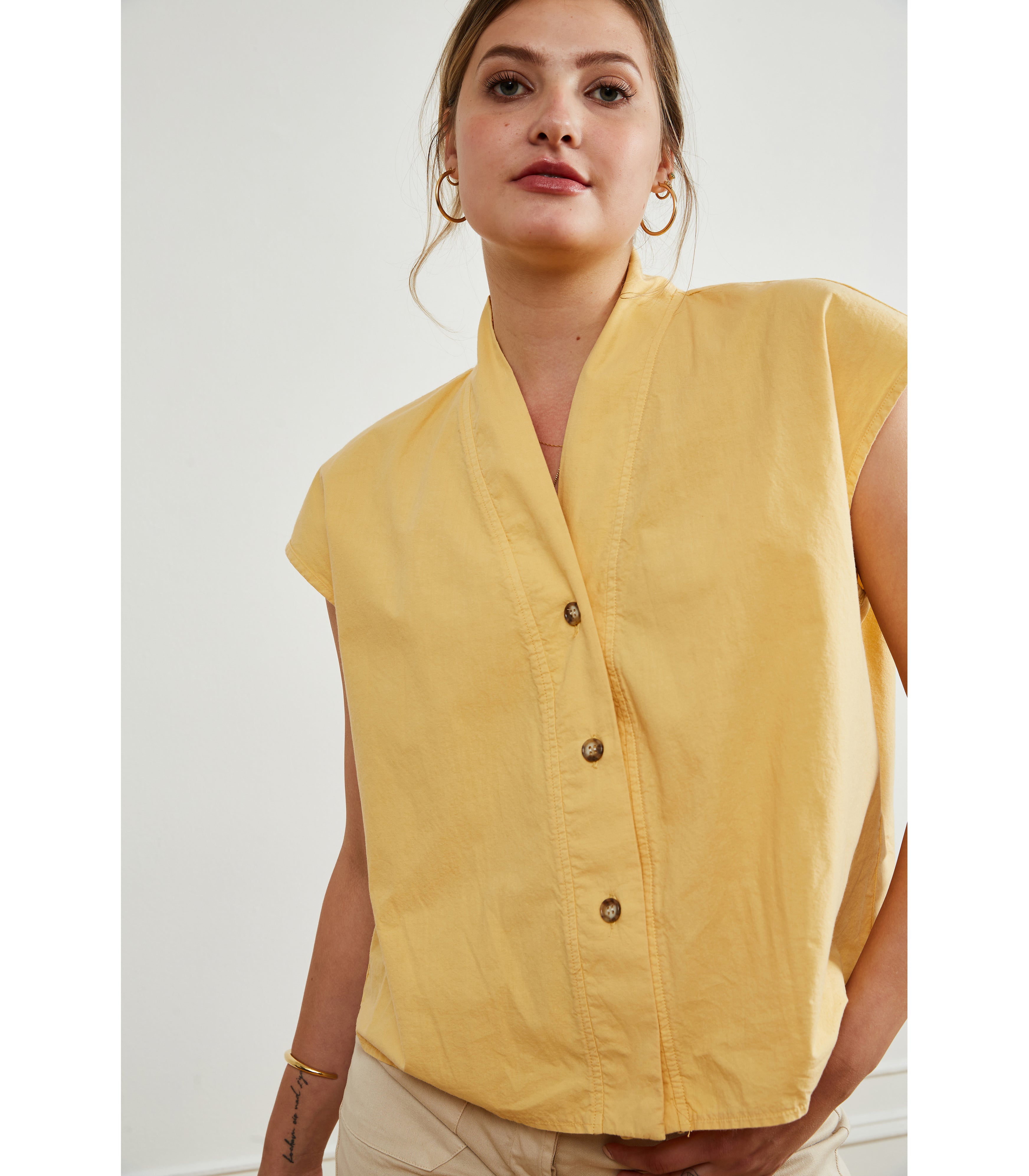 Sienna Shawl Collar Top - Butter