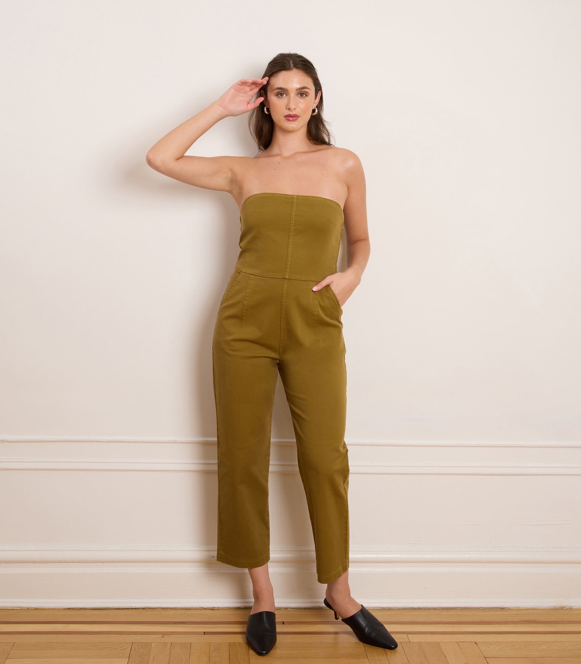 Beverly Strapless Jumpsuit Chartreuse