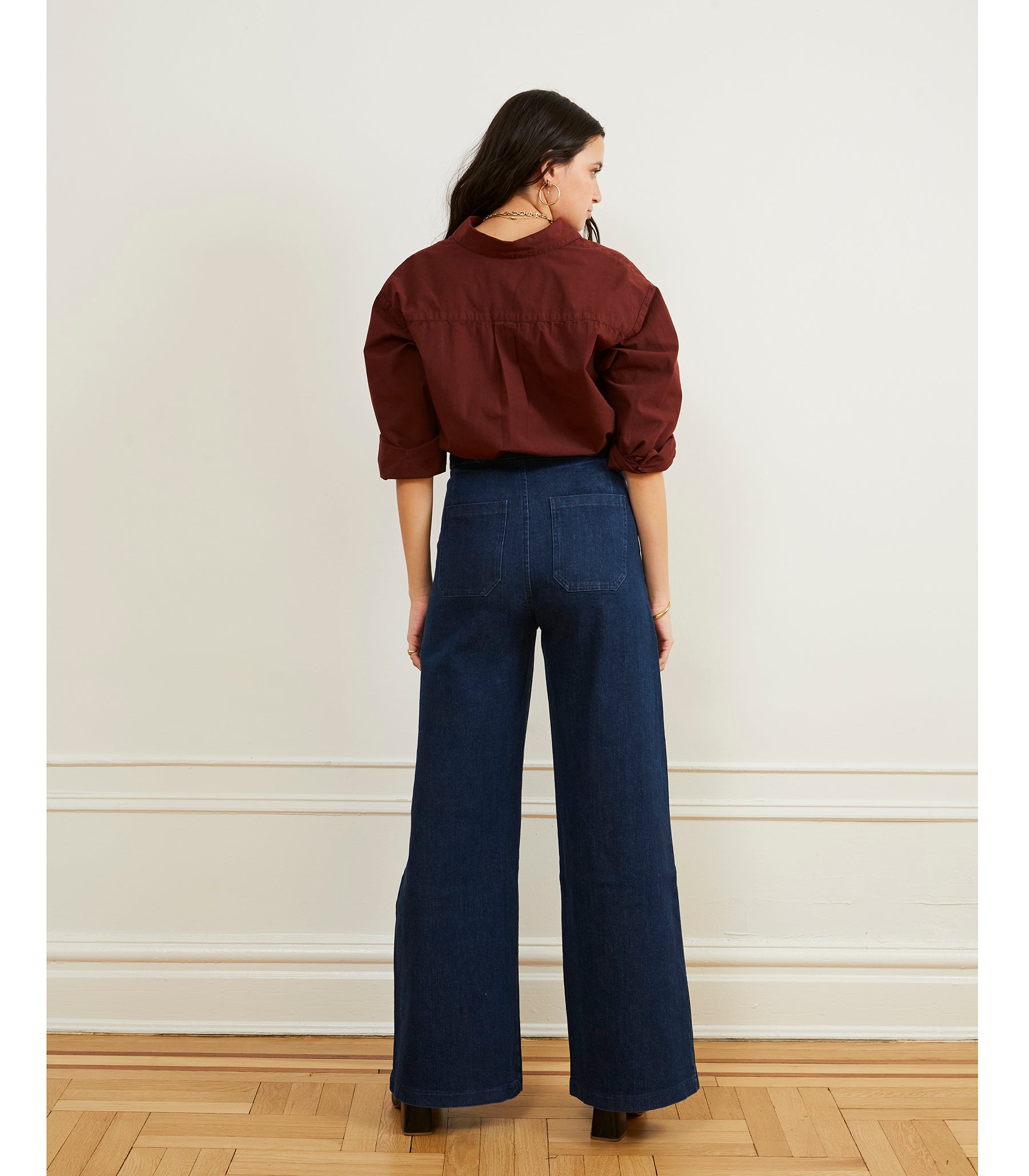 Long Sabrina Wide-Leg Jeans - Dark Indigo