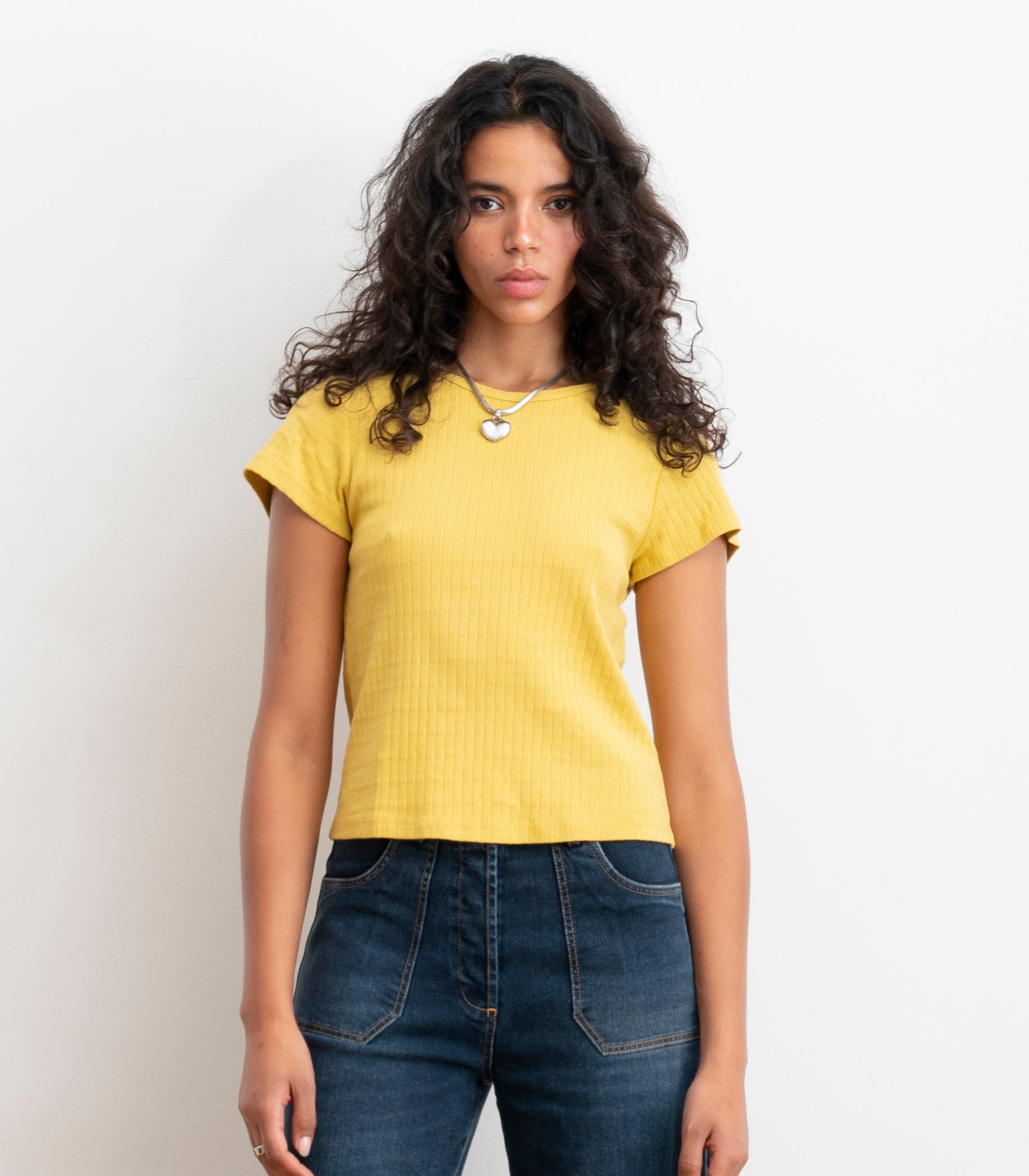 Miranda Pointelle Tee - Daffodil