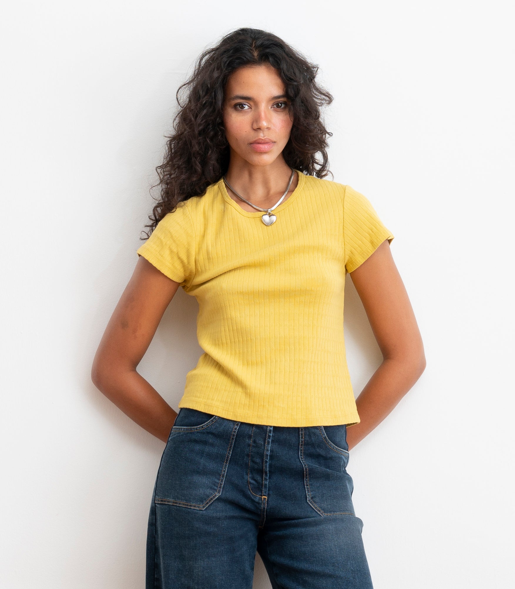 Miranda Pointelle Tee - Daffodil