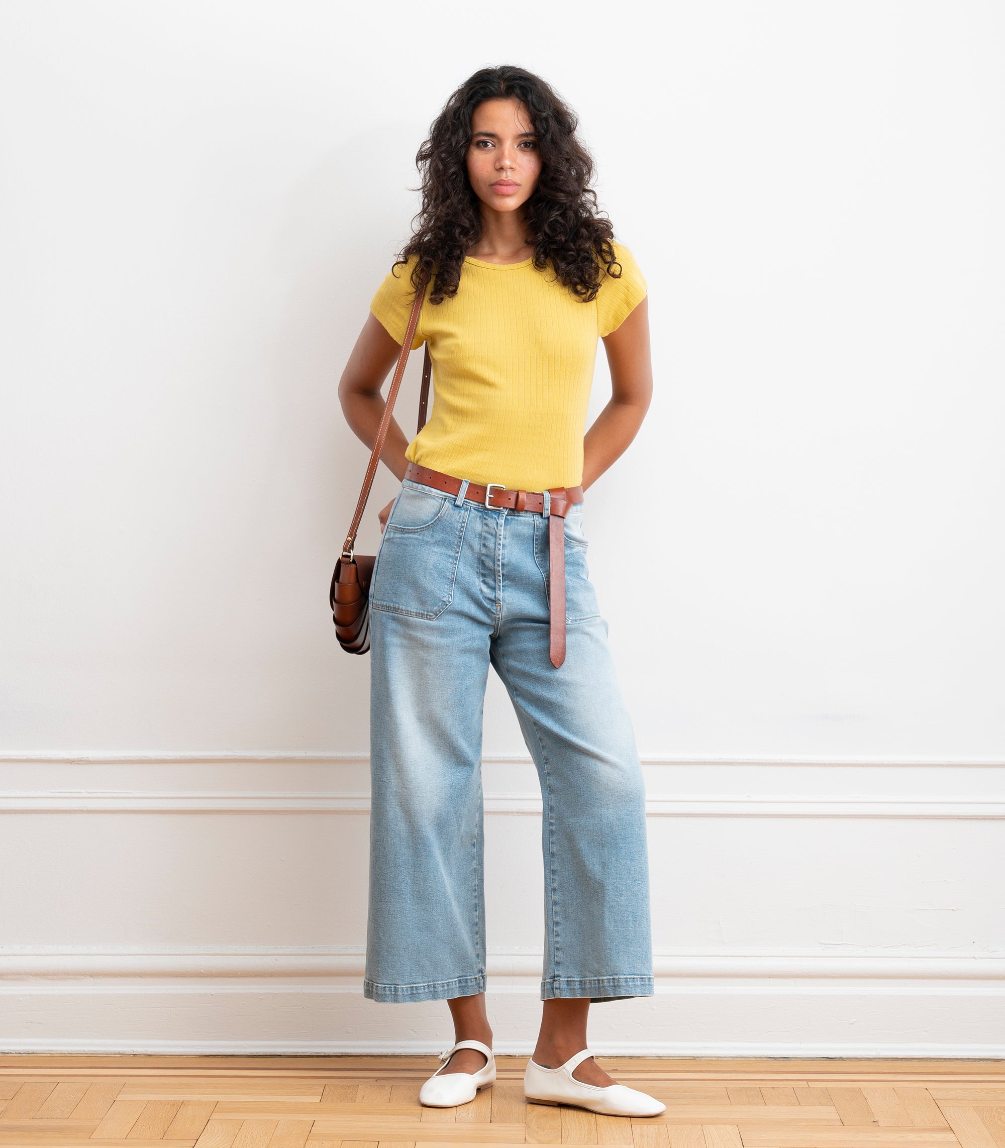 Miranda Pointelle Tee - Daffodil