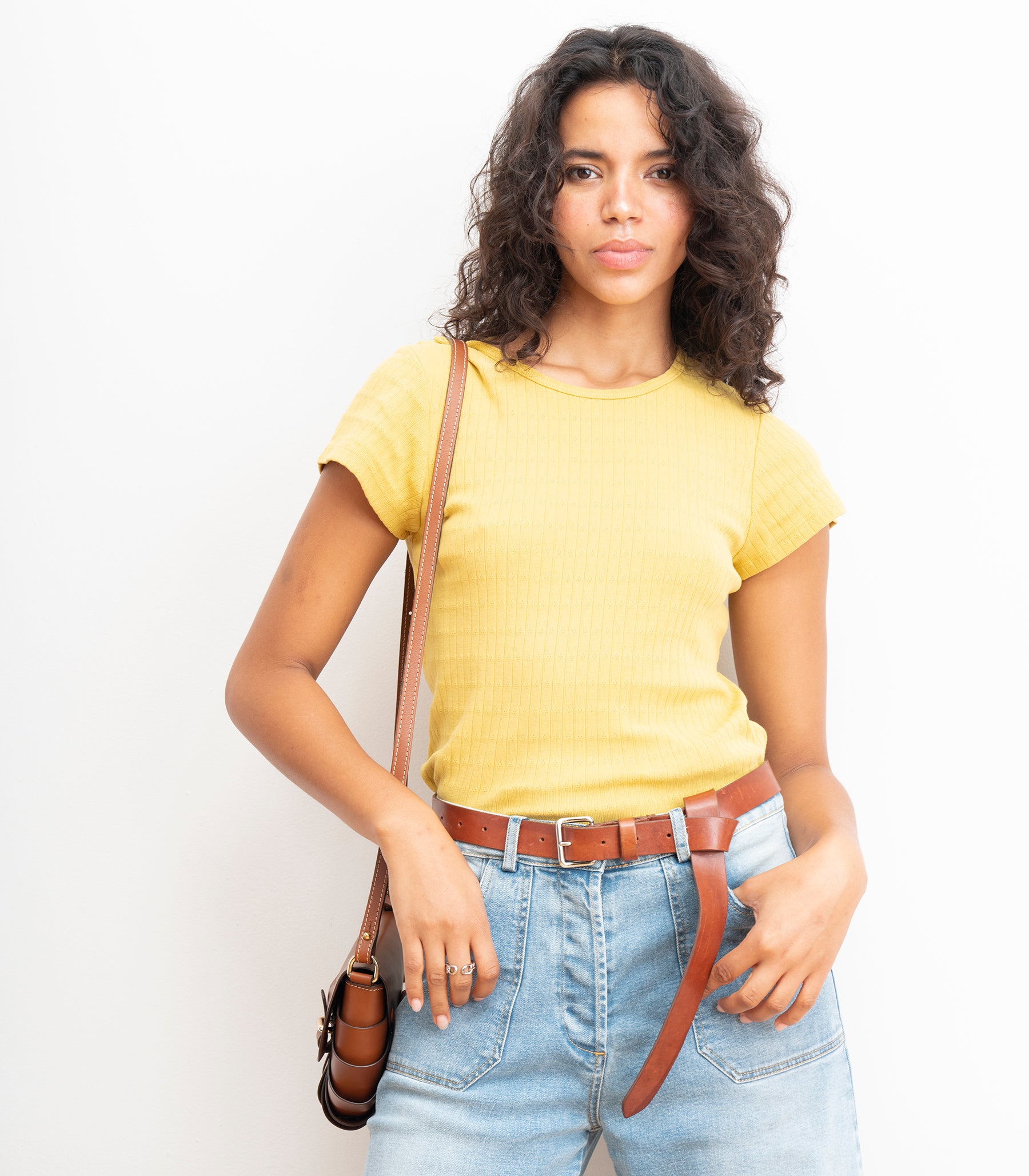 Miranda Pointelle Tee - Daffodil