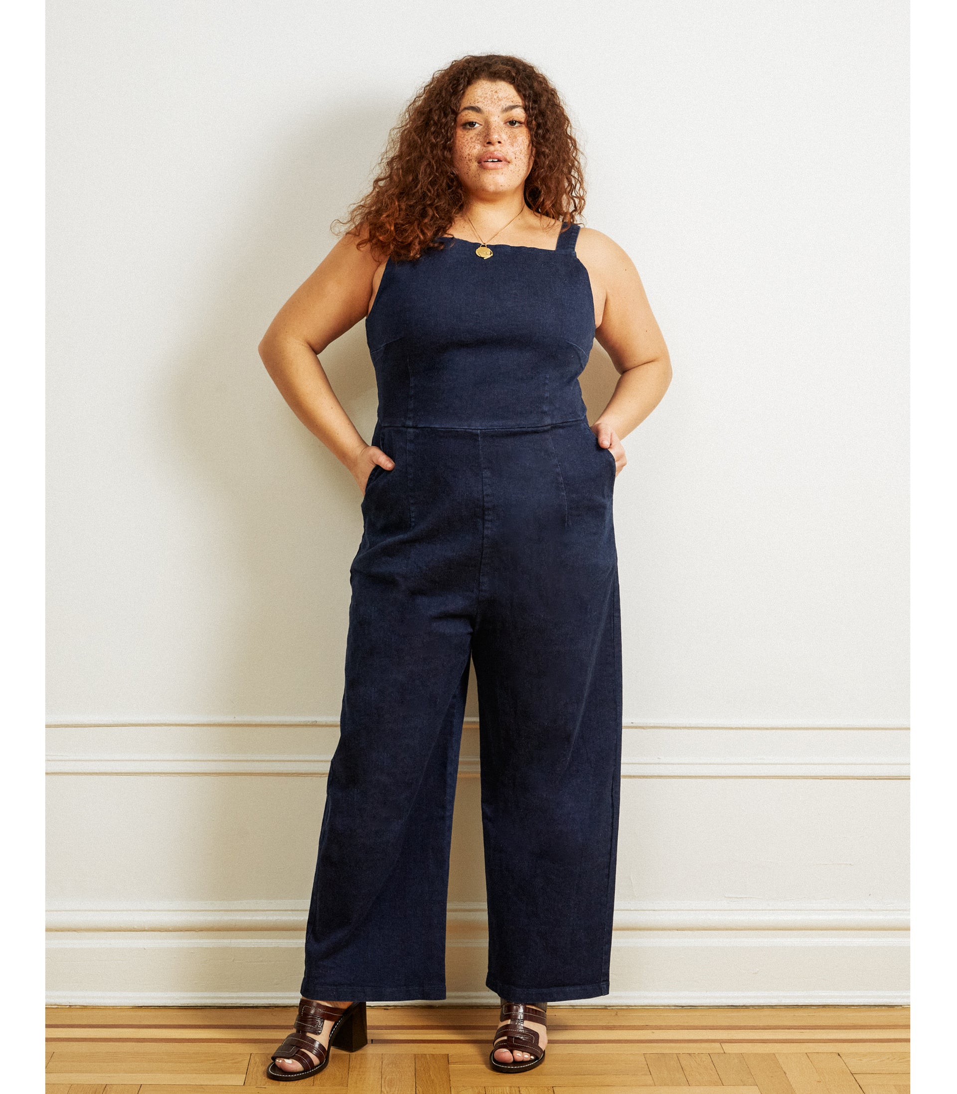 Brenda Square Neck Wide Leg Jumpsuit Dark