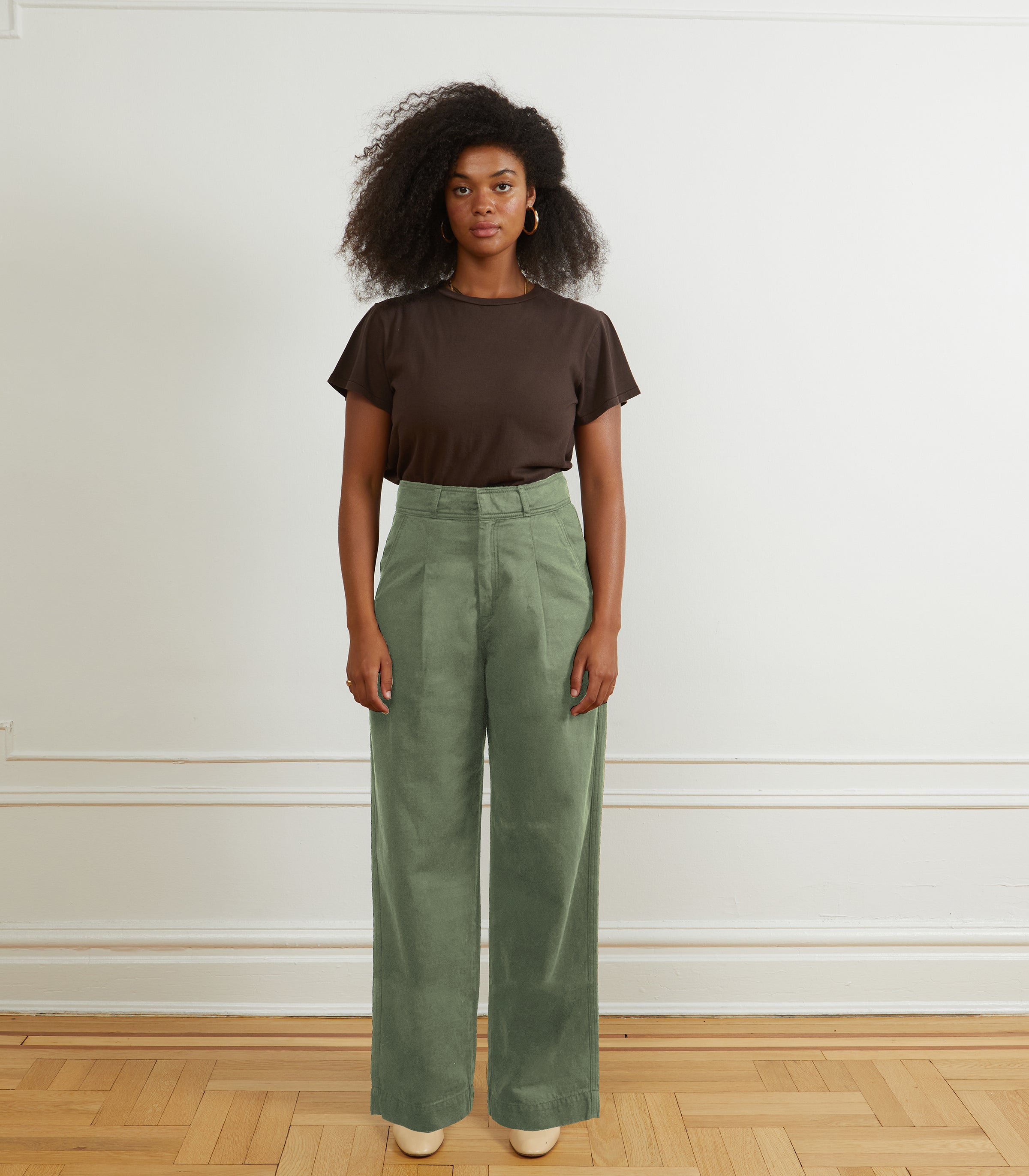 Jack Pleated Wide-Leg Trousers - Cardamom