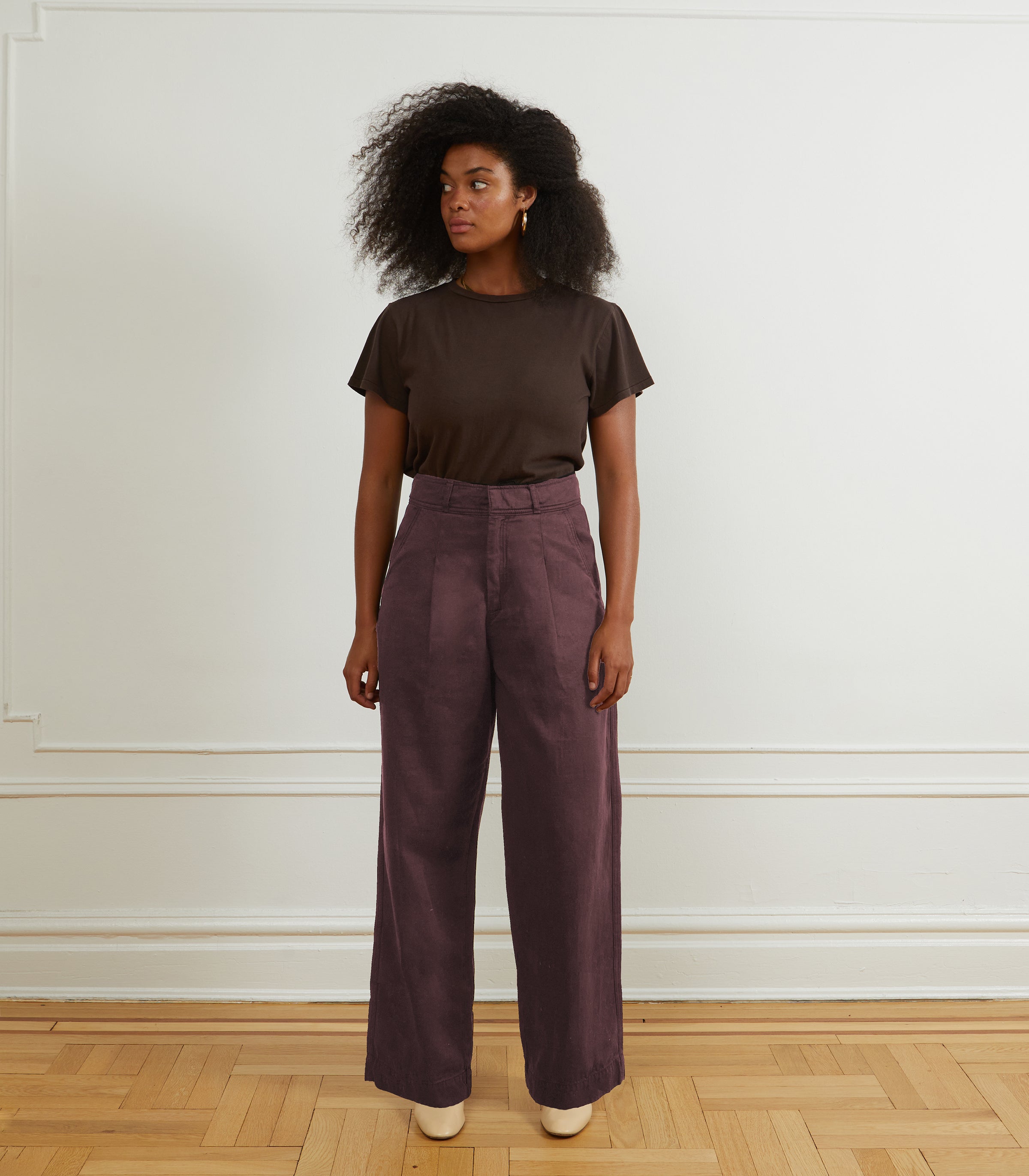 Mauve Jack Pleated Wide-Leg Pants – Flattering pants for curves - Loup