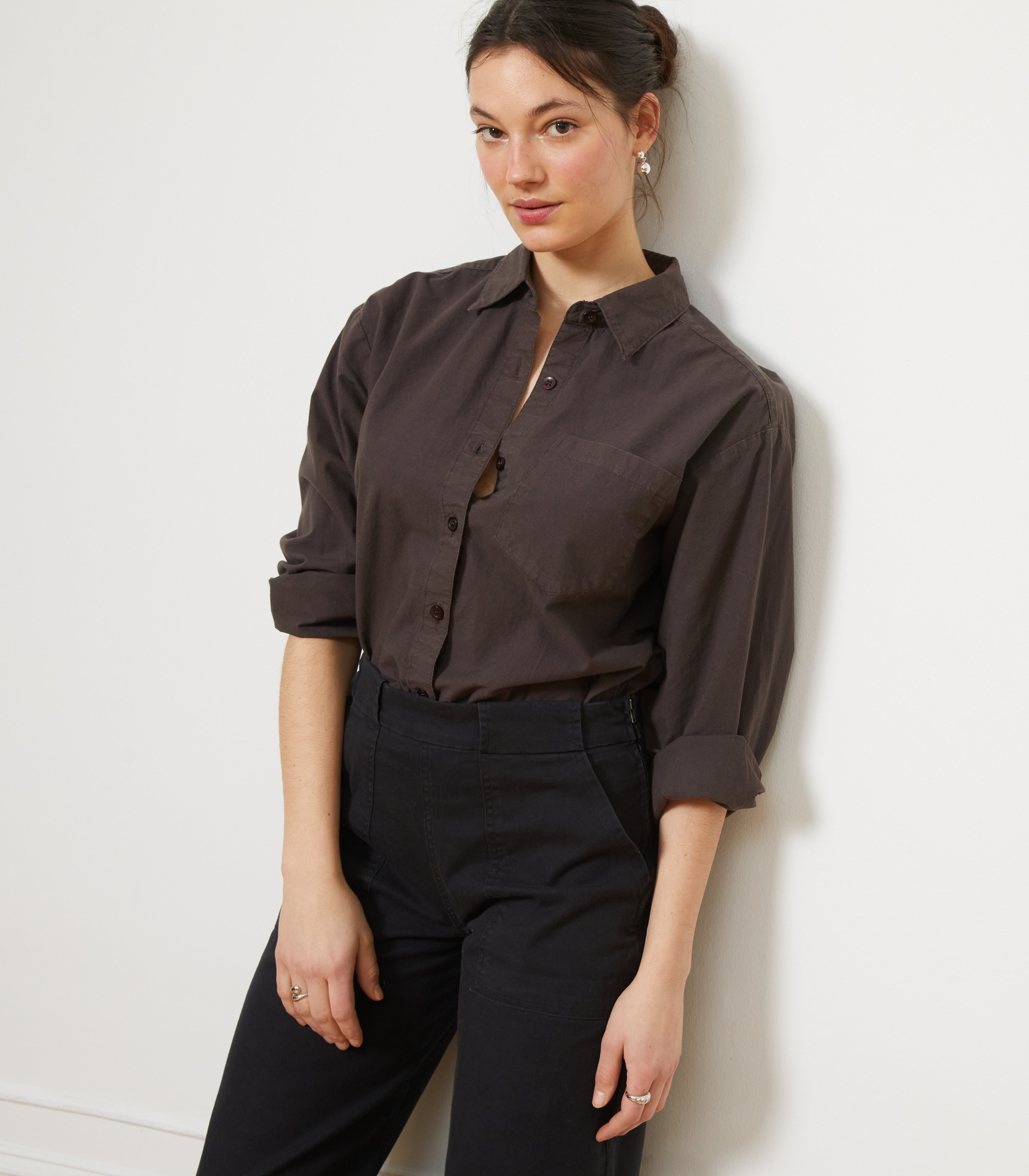 Diana Relaxed Button Up Shirt - Espresso