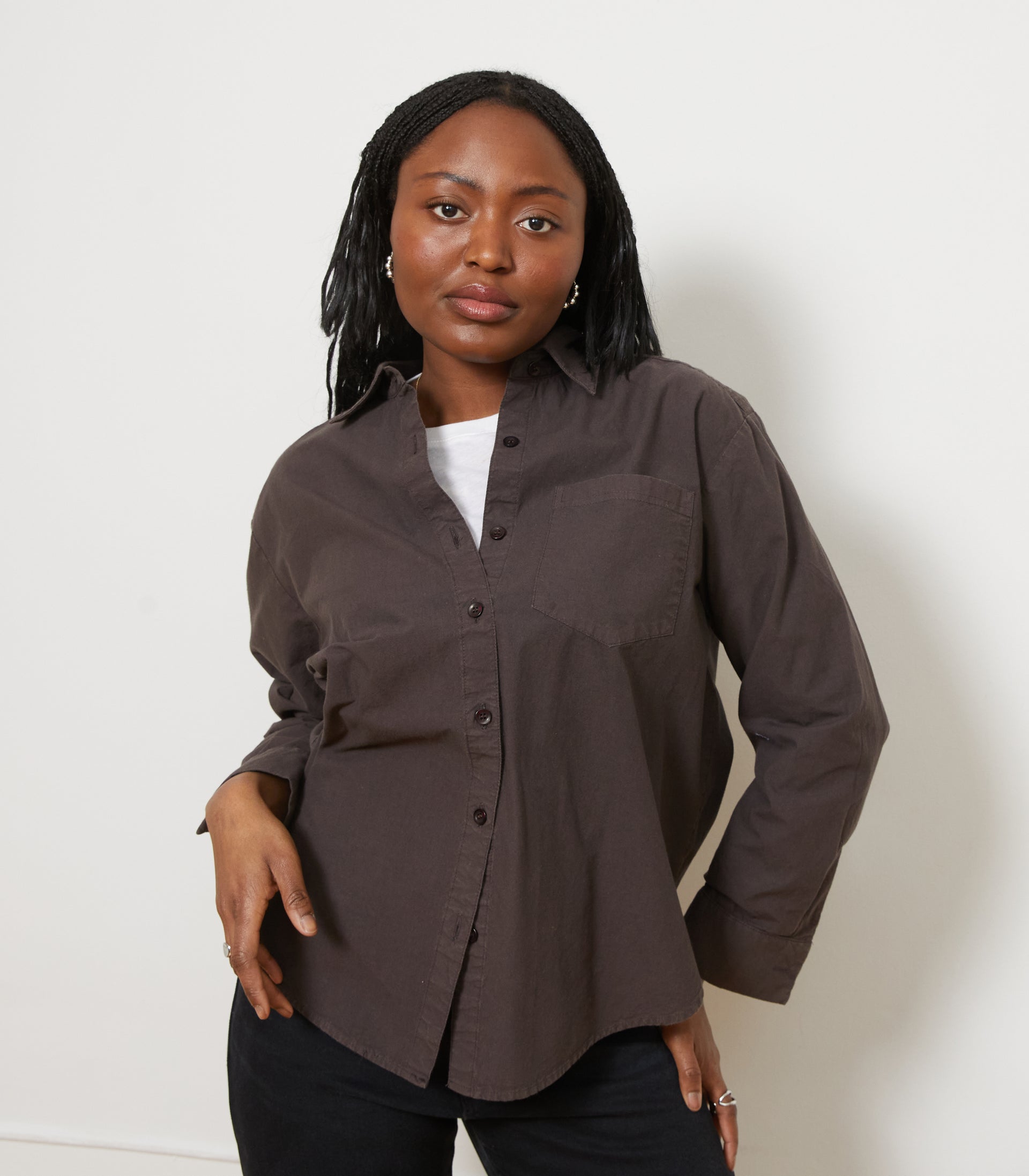 Diana Relaxed Button Up Shirt Espresso