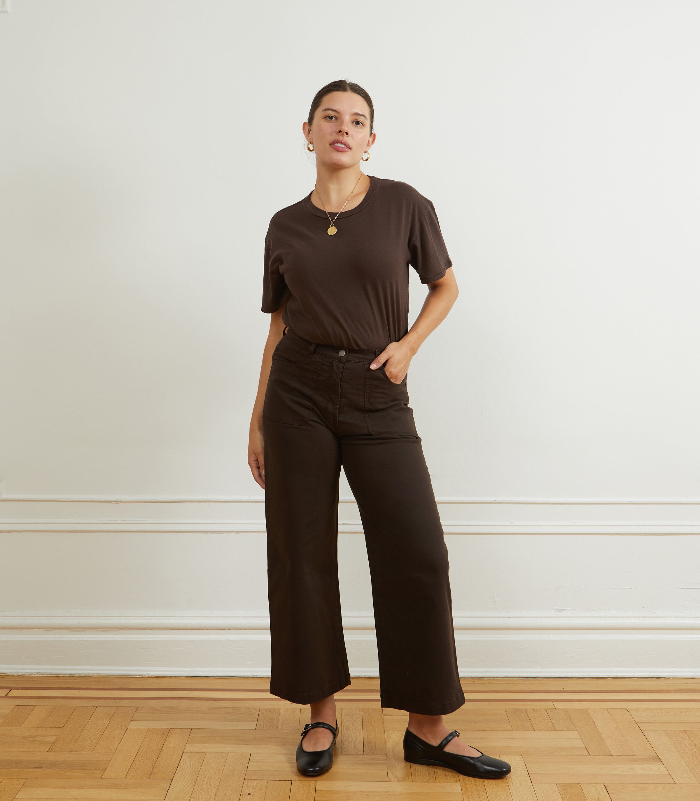 Simone Wide Crop Pants - Espresso