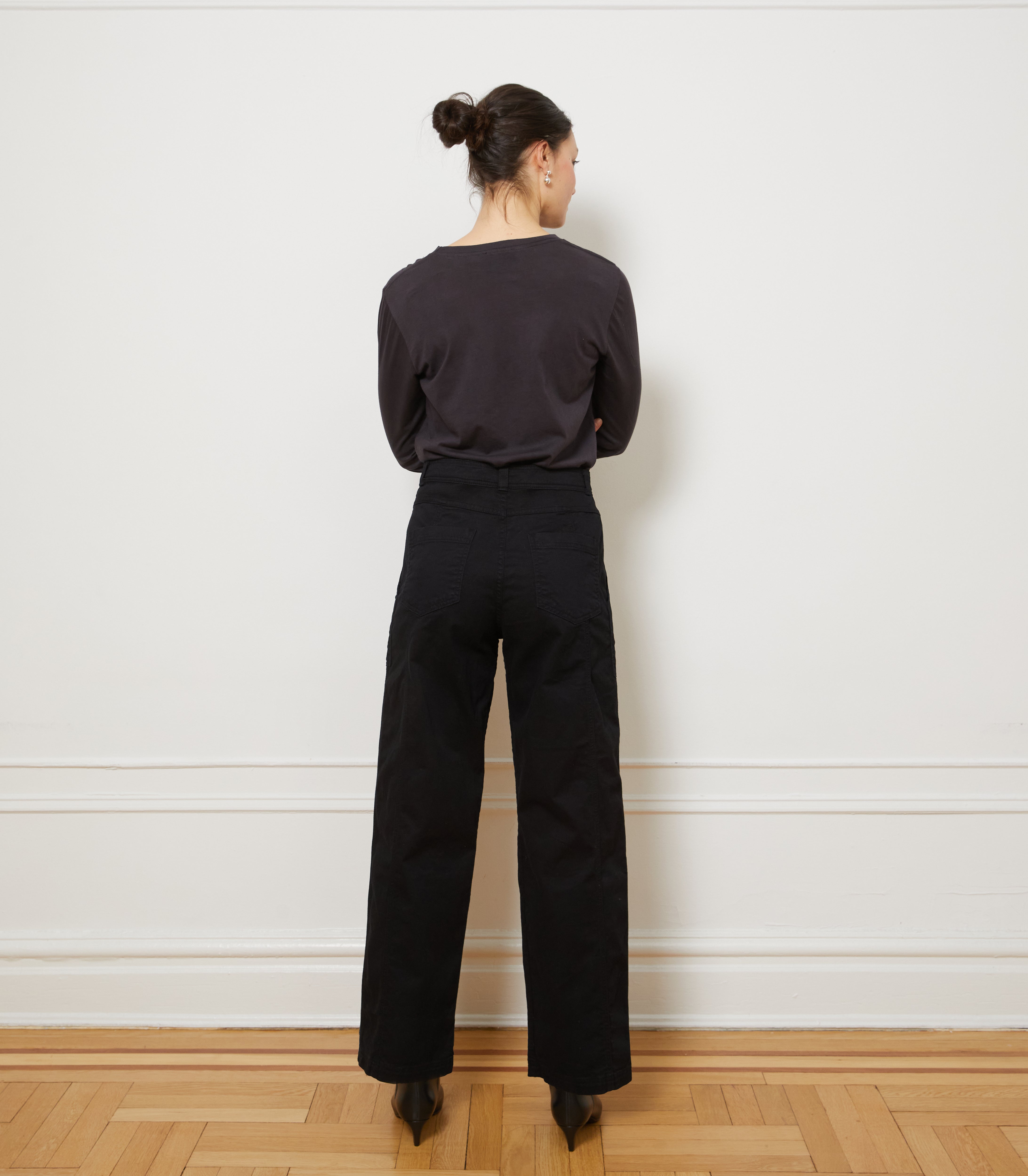 Jess Relaxed Seamed Trousers - Black