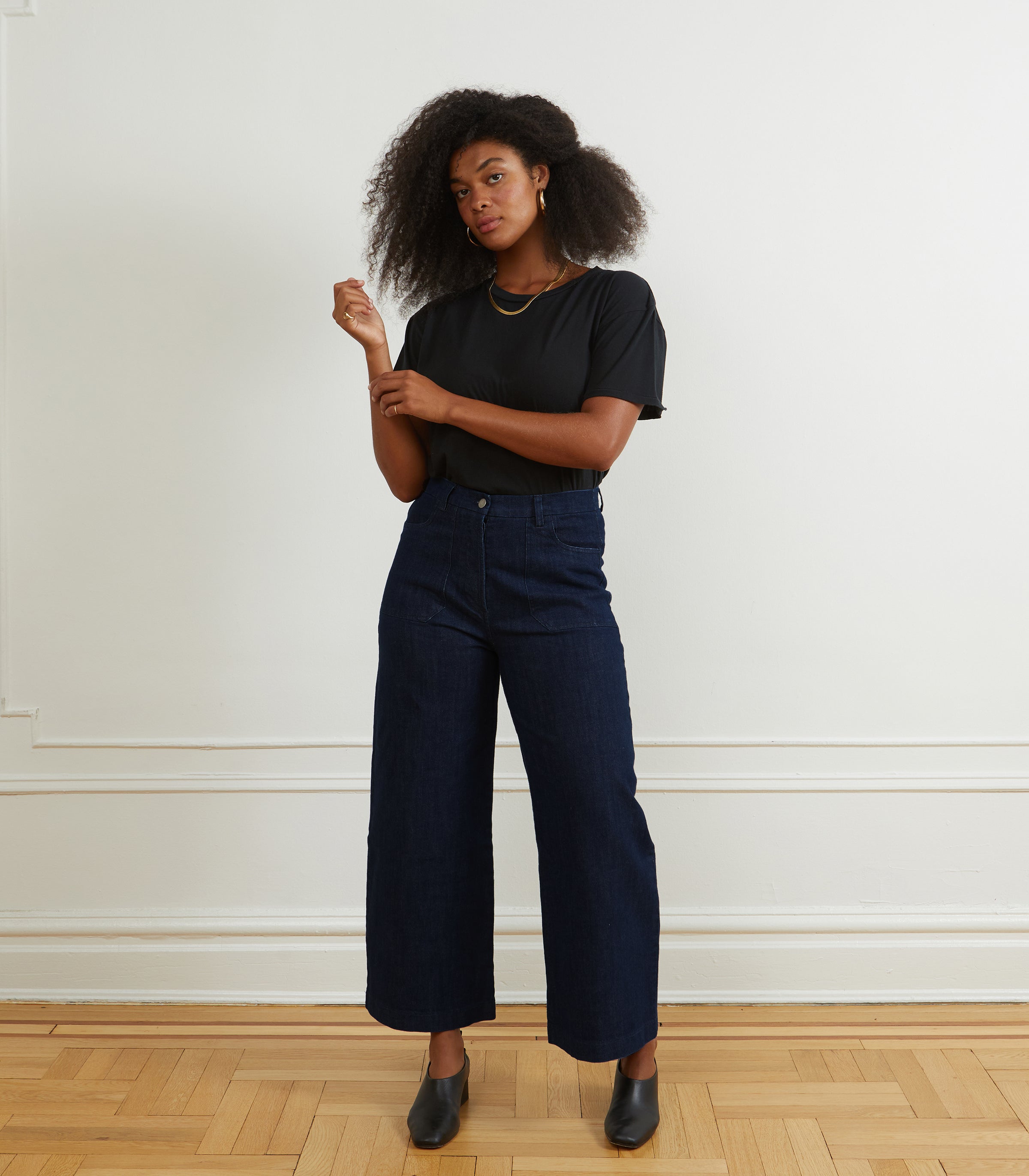 Simone Wide Crop Jeans - Extra Dark Indigo