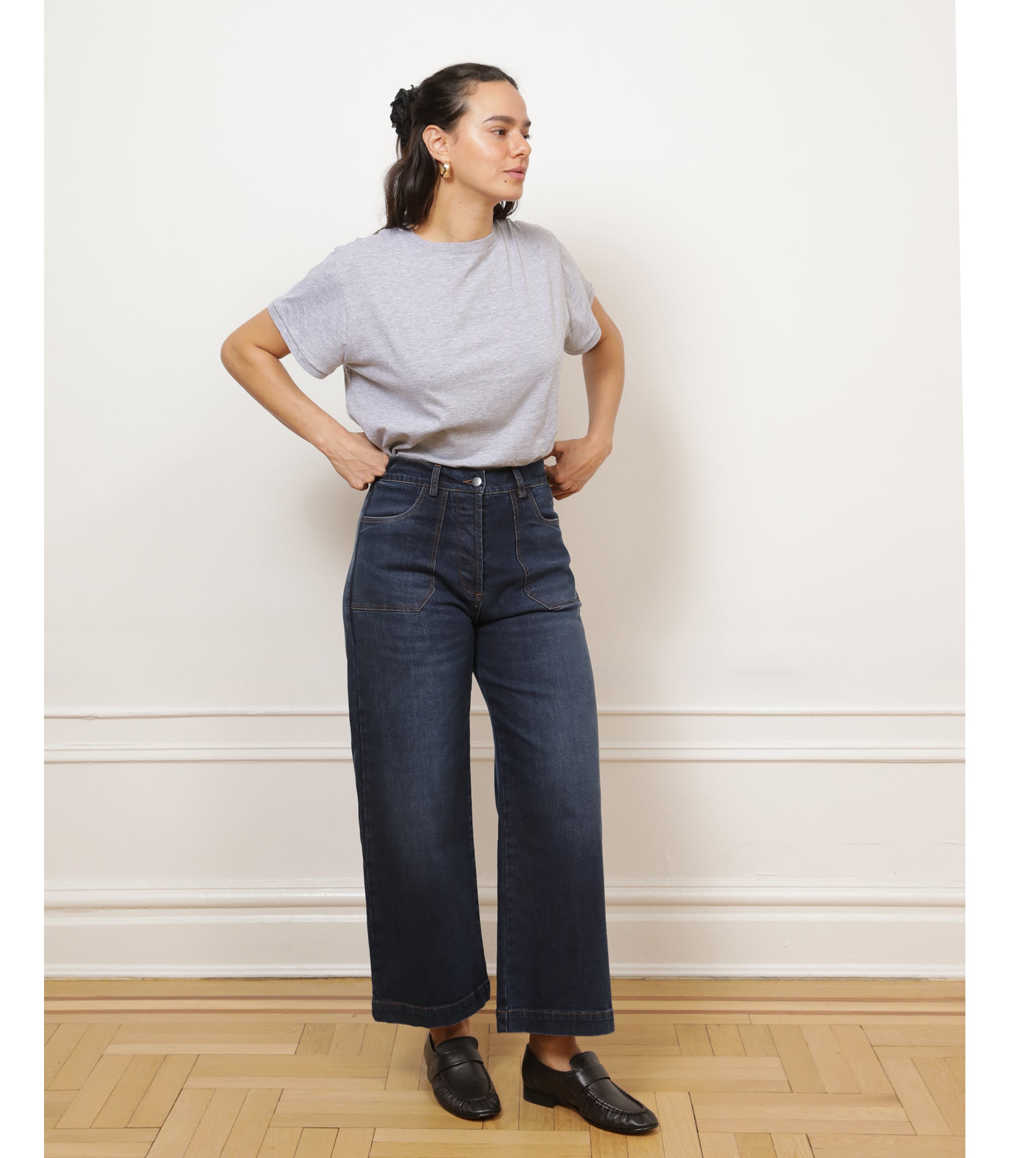 Simone Wide Crop Jeans - Cowboy Wash