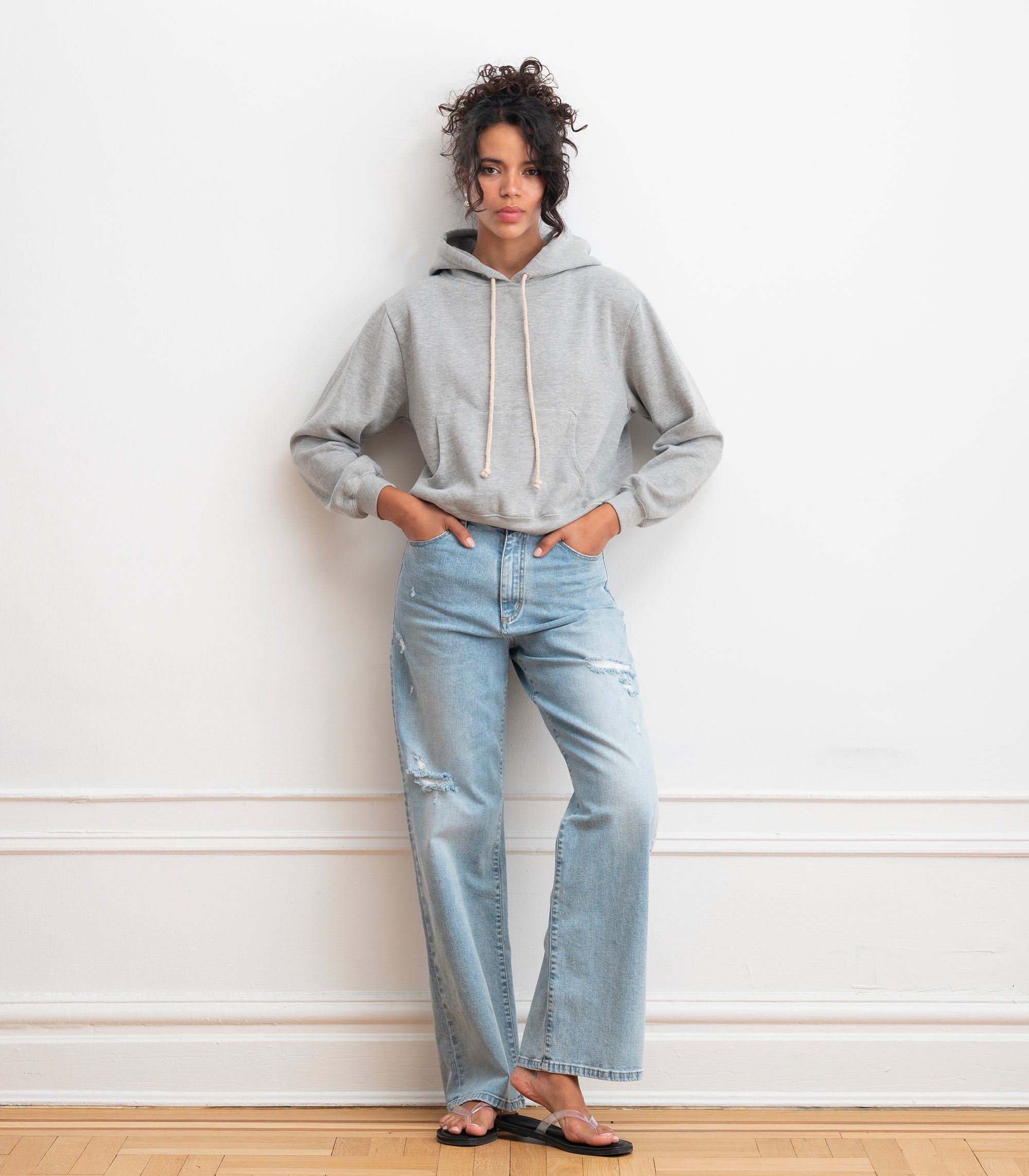 Gemma Washed Hooded Sweatshirt - Heather Gray