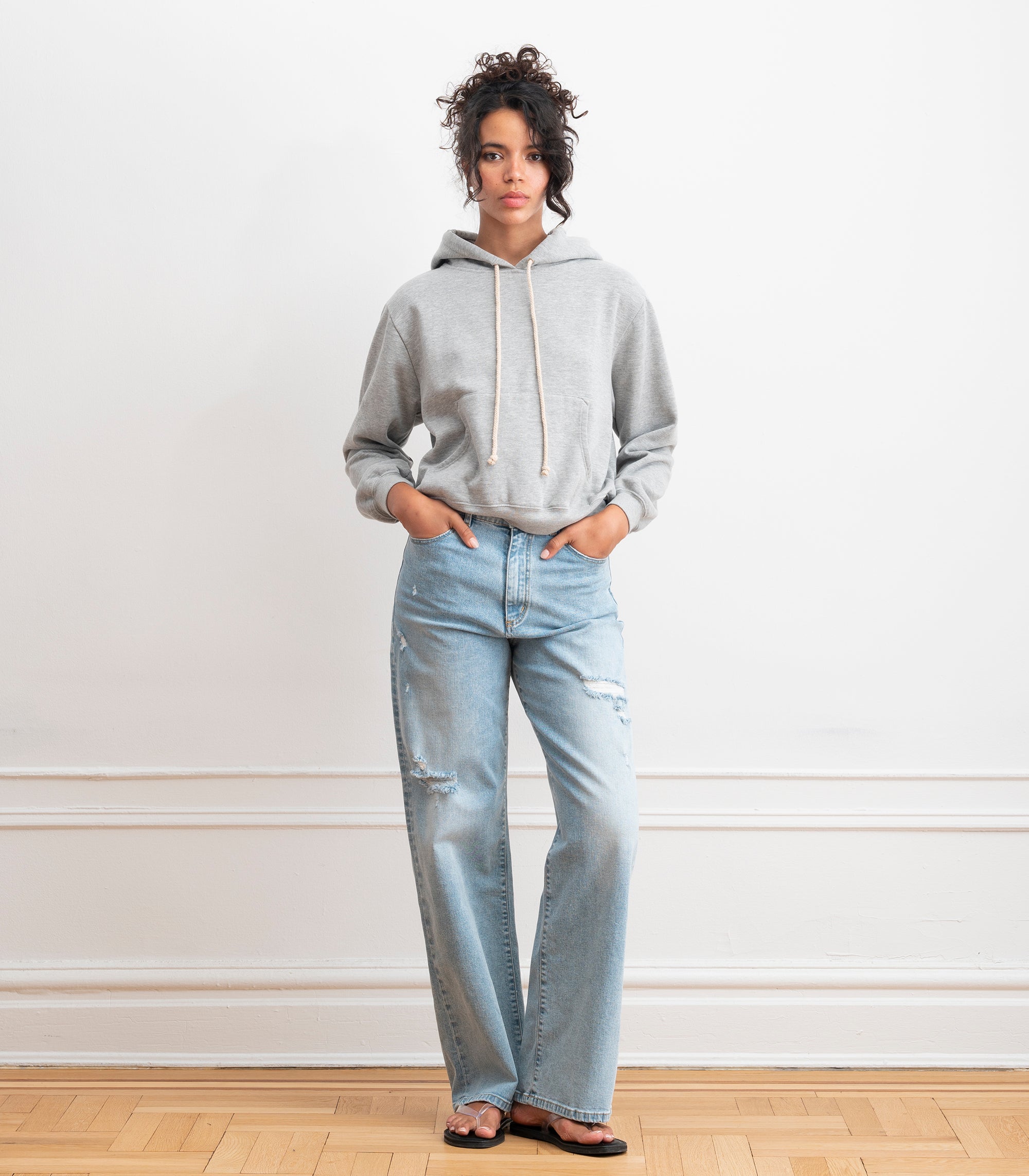 Gemma Washed Hooded Sweatshirt - Heather Gray