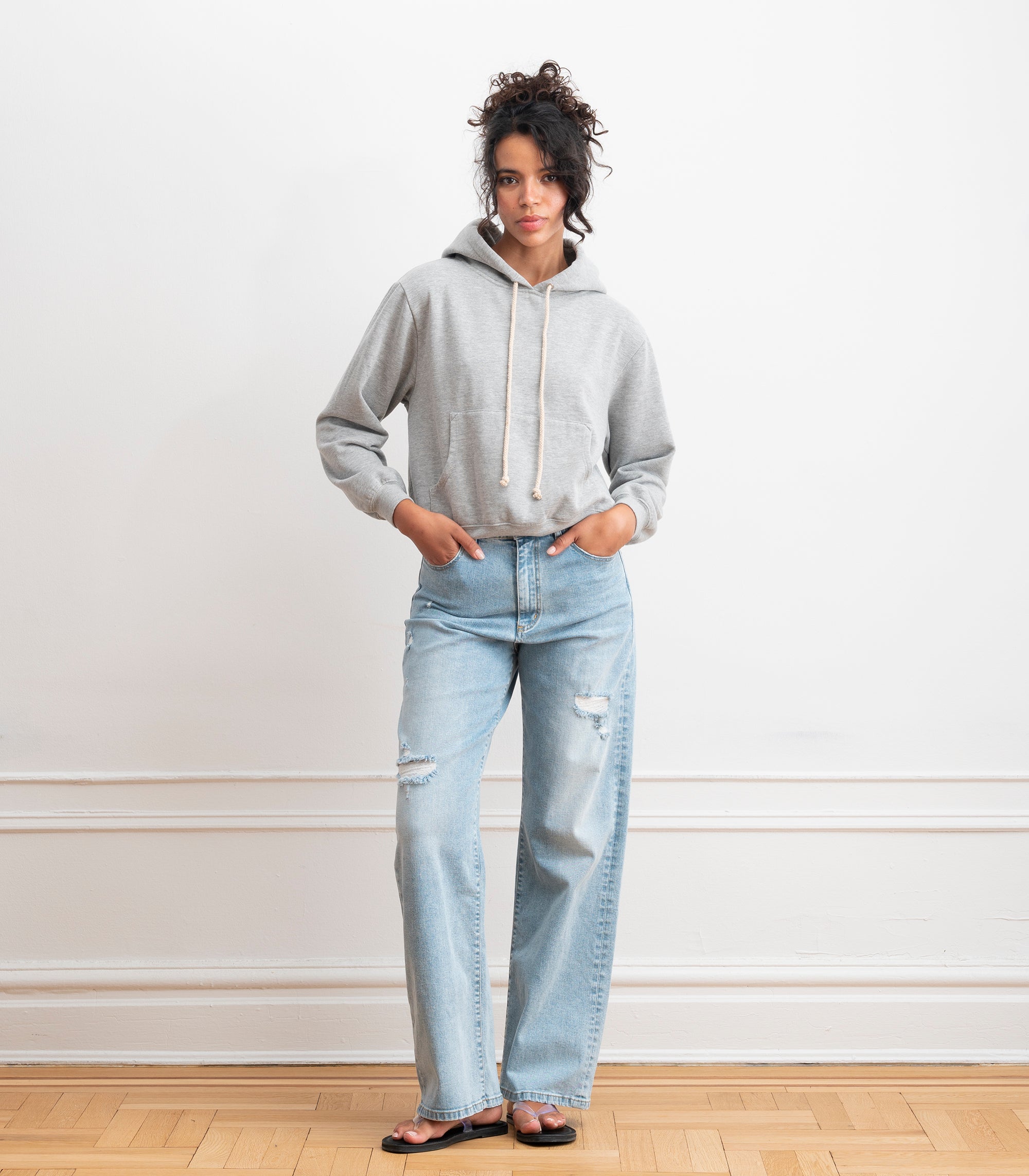 Gemma Washed Hooded Sweatshirt - Heather Gray