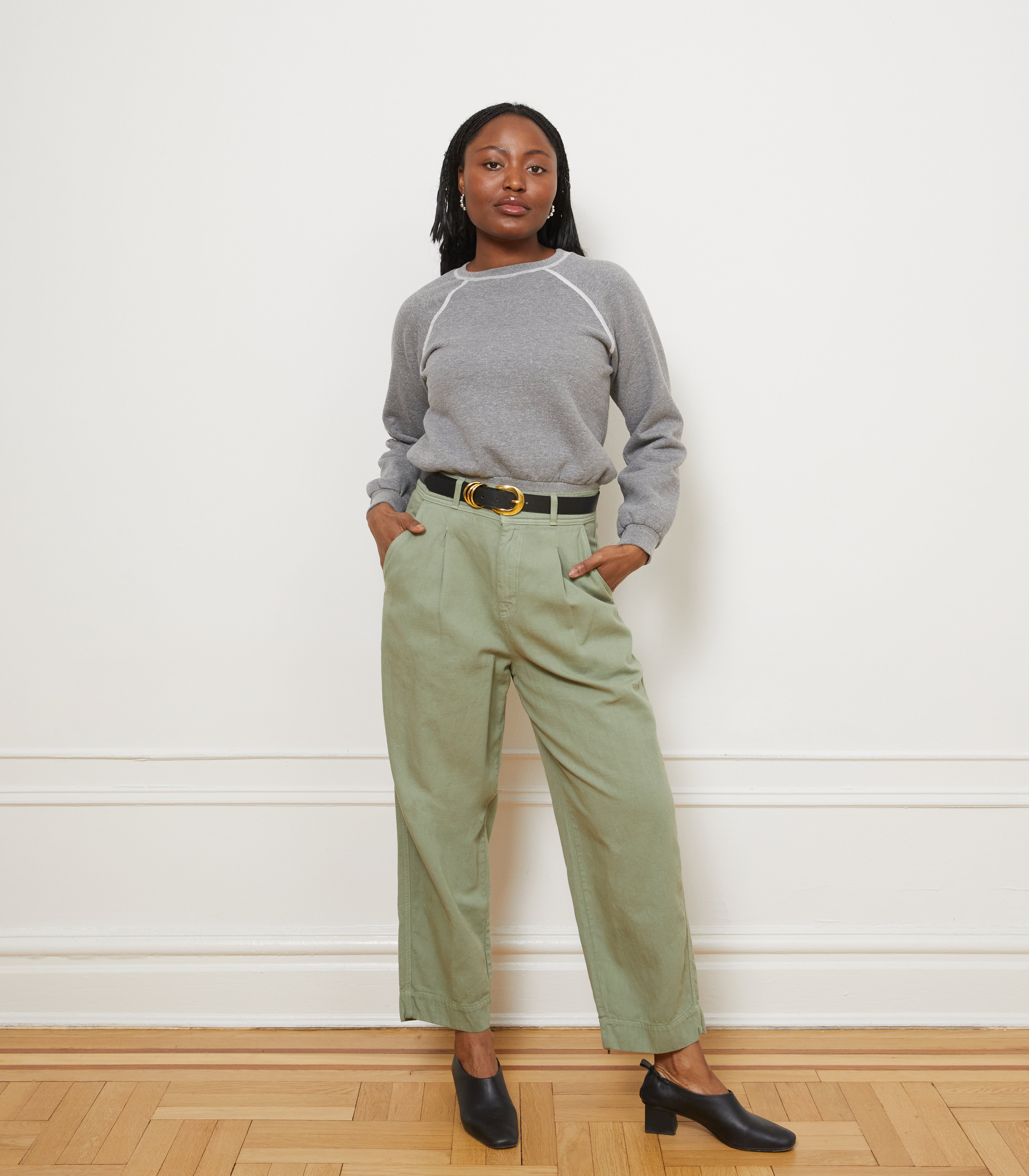 Elaine Pleated Tapered Trousers - Cardamom