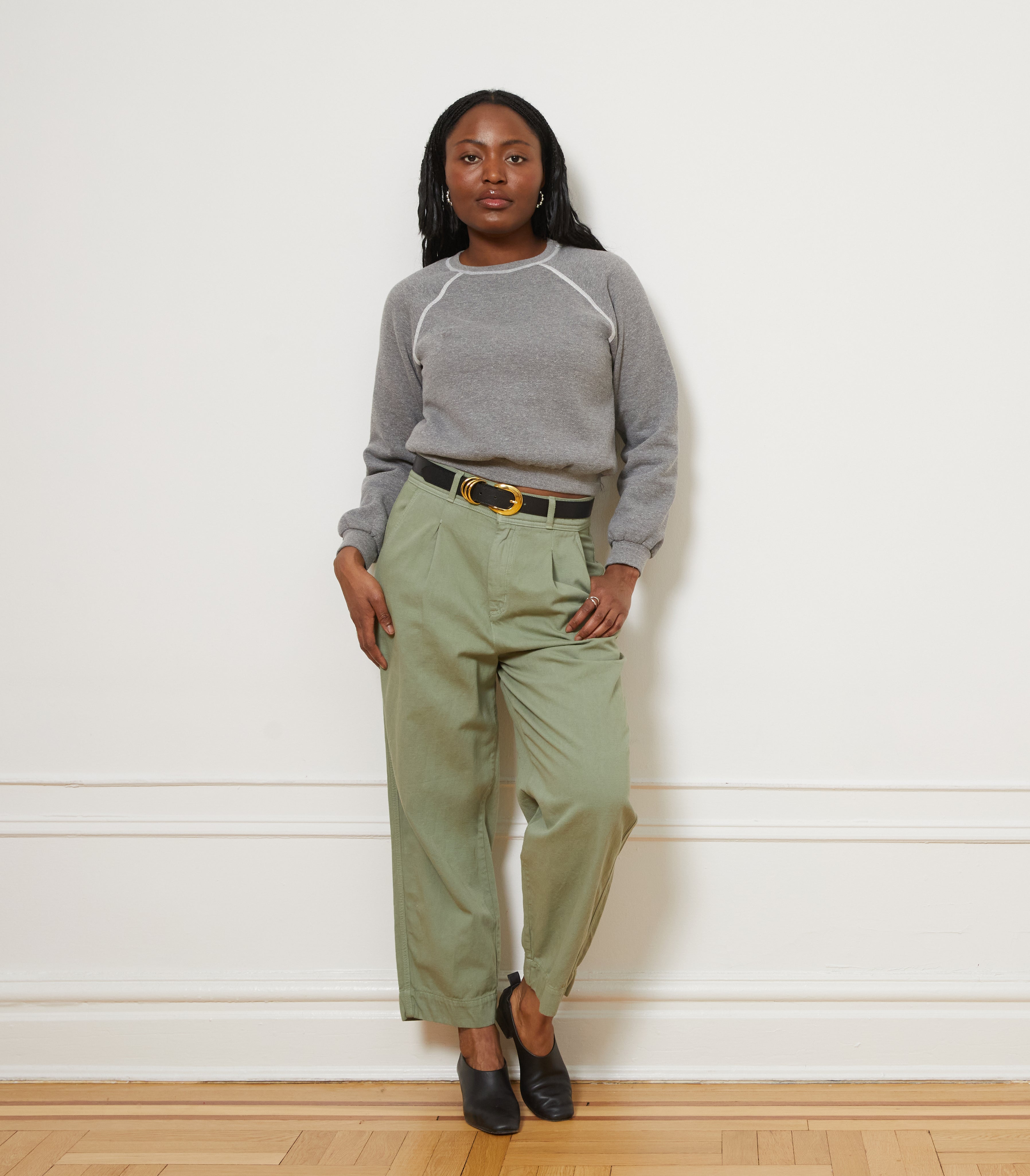 Elaine Pleated Tapered Trousers - Cardamom