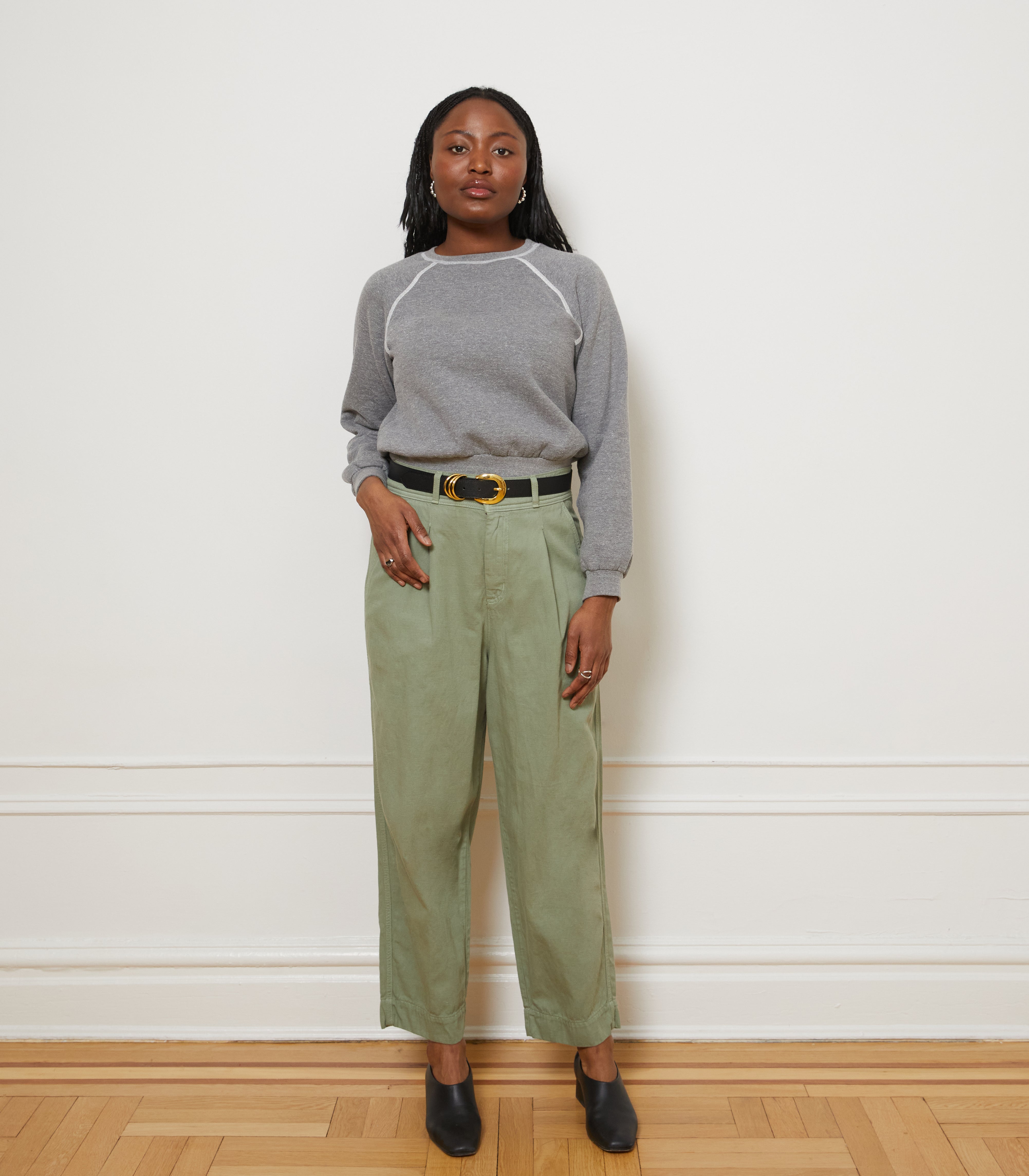 Elaine Pleated Tapered Trousers - Cardamom