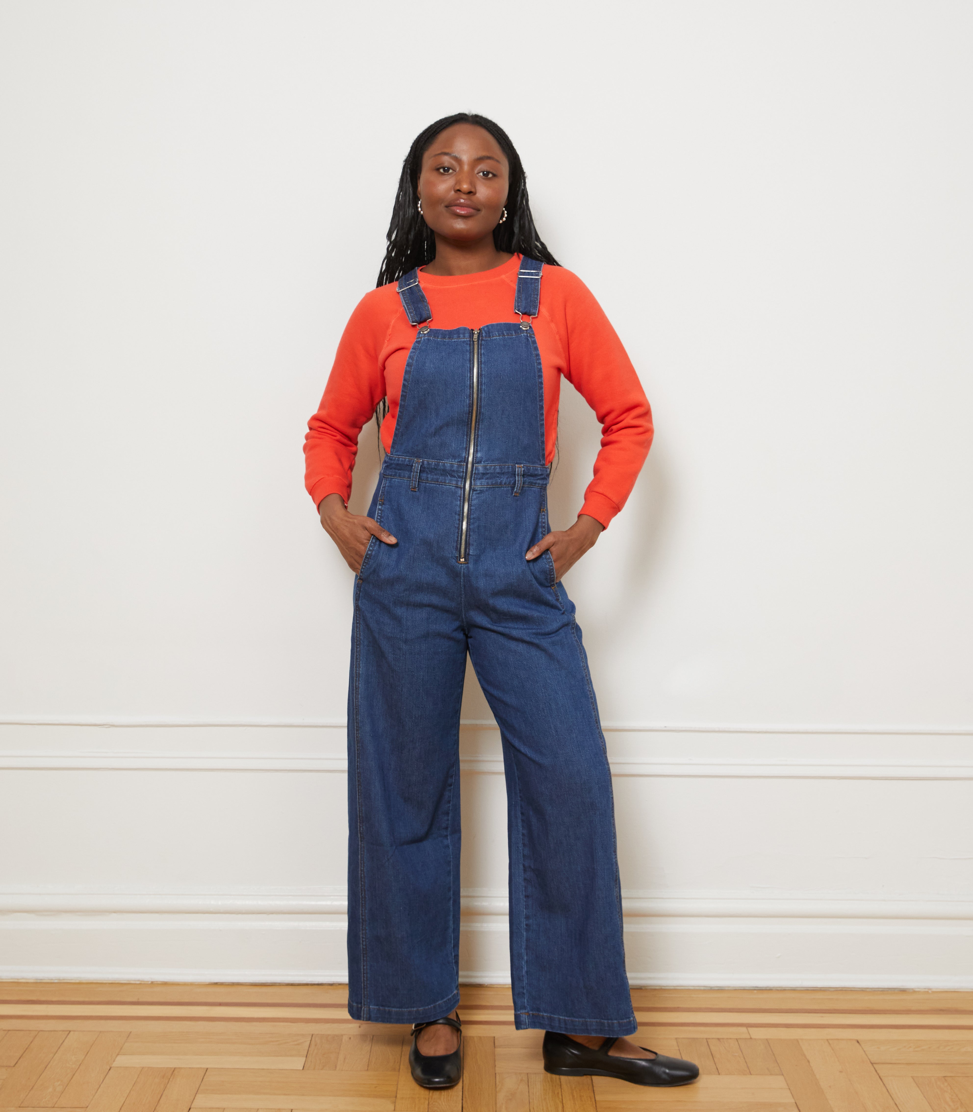 Madelyn Zip Front Overalls - Indigo | LOUP