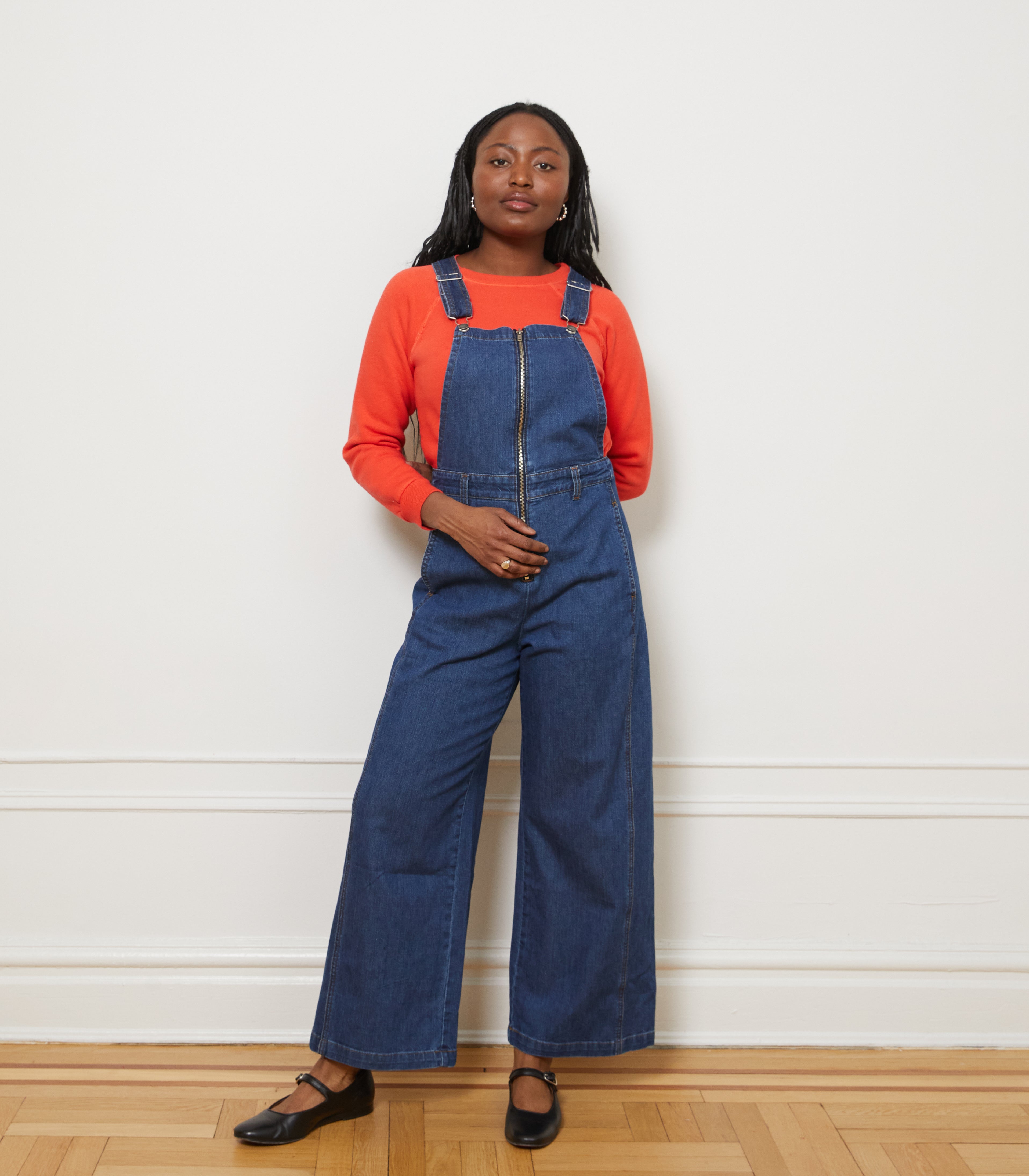 Madelyn Zip Front Overalls - Indigo