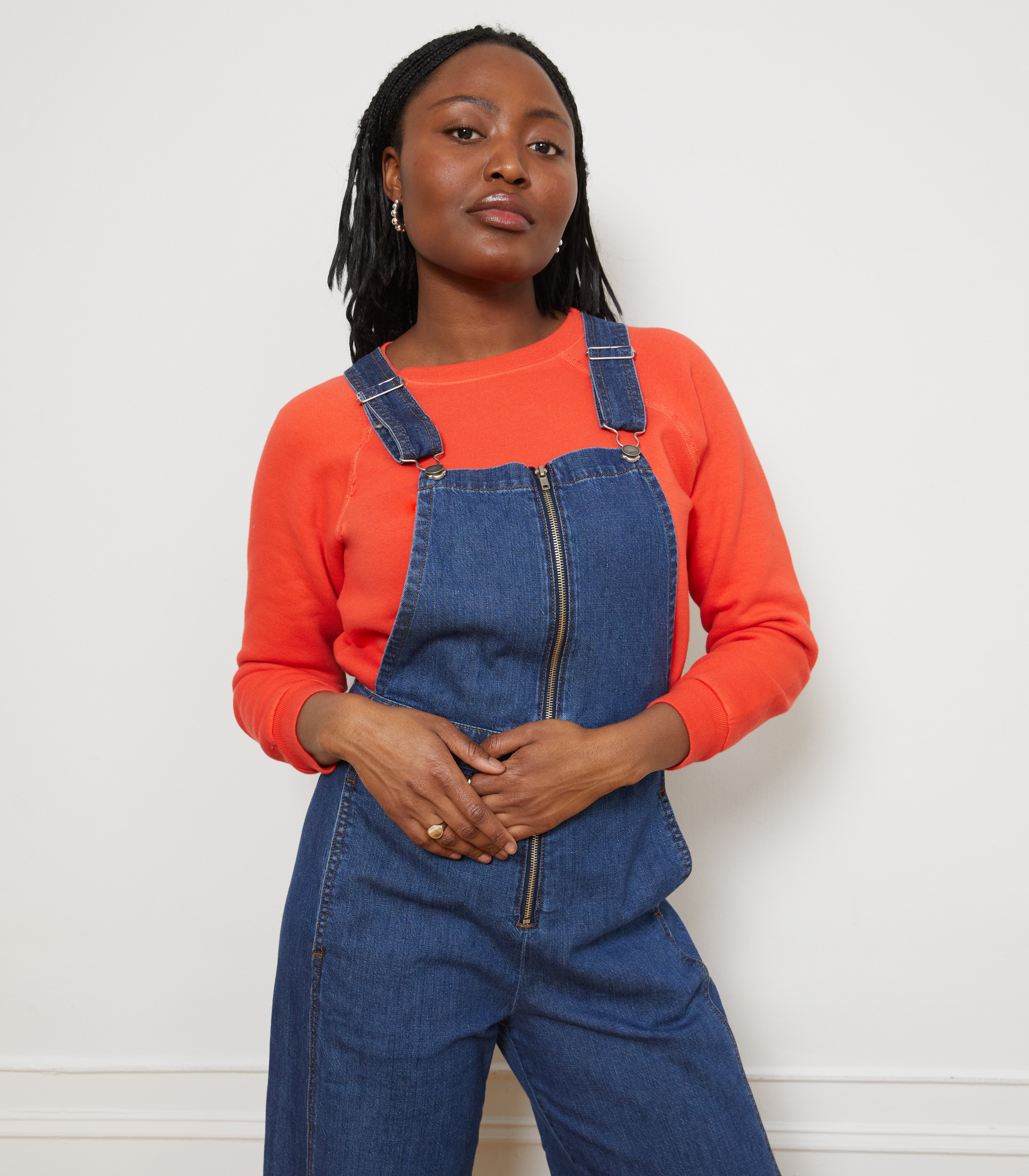 Madelyn Zip Front Overalls - Indigo