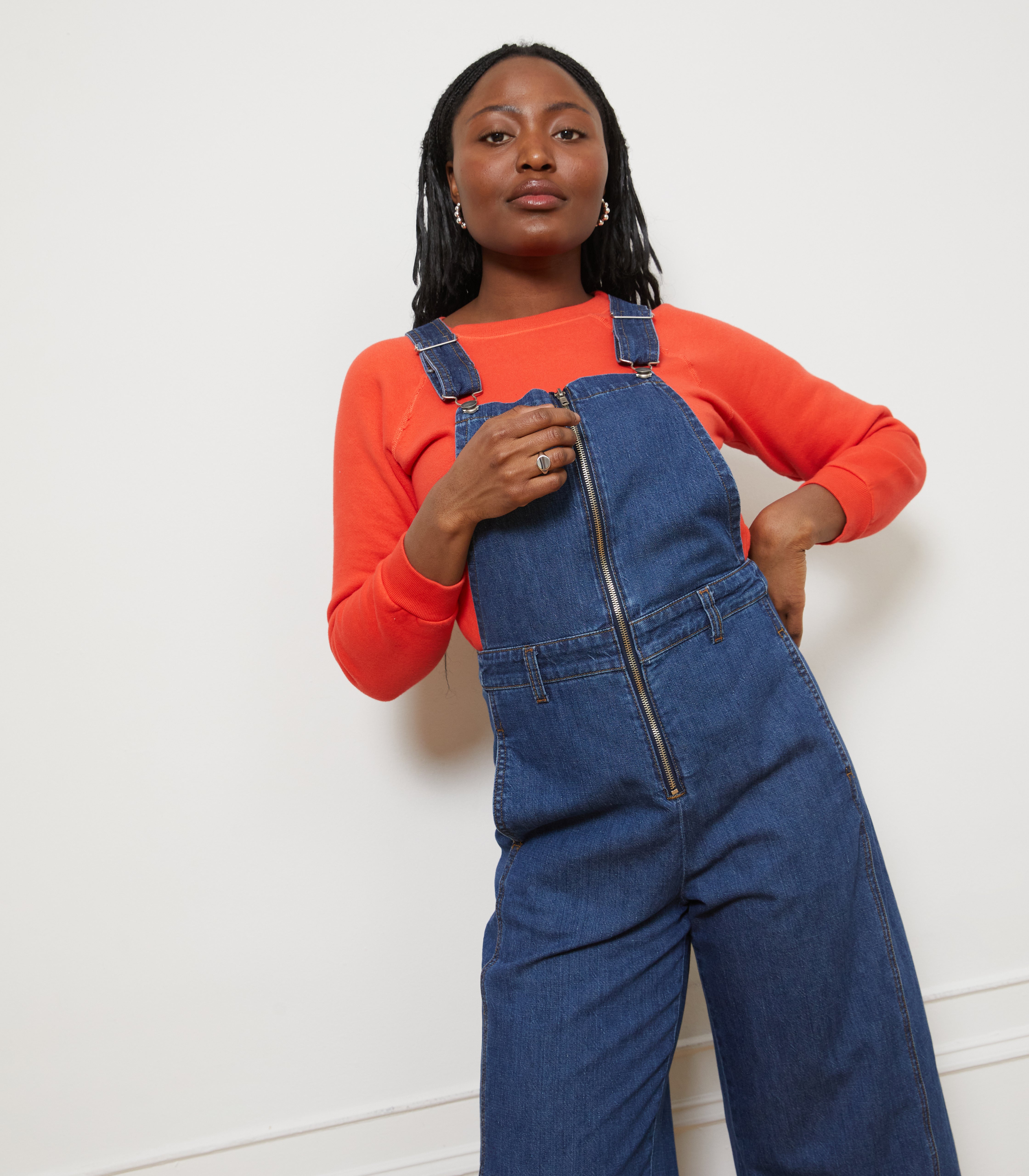 Madelyn Zip Front Overalls - Indigo