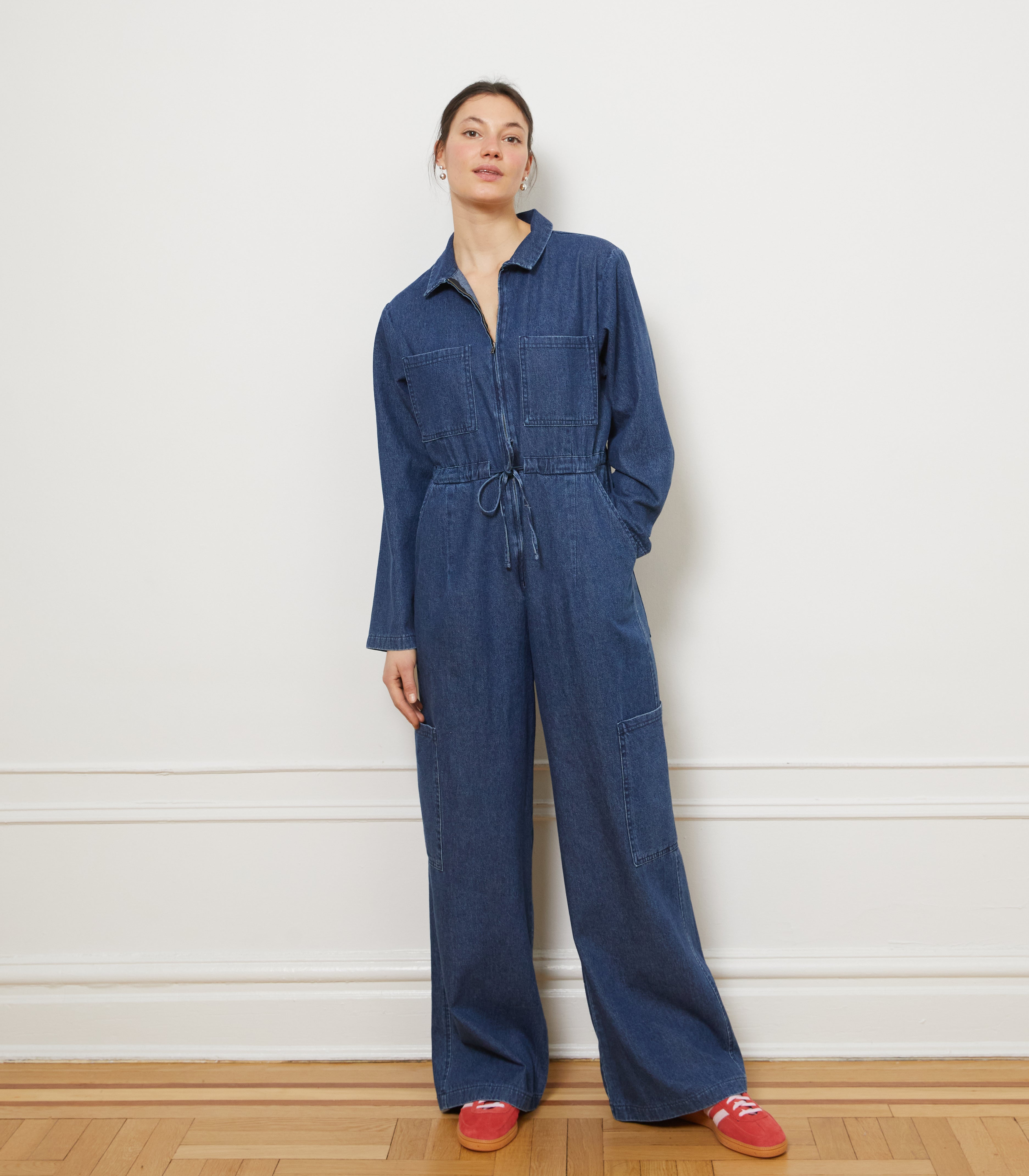 Spencer Cargo Zip Jumpsuit - Indigo