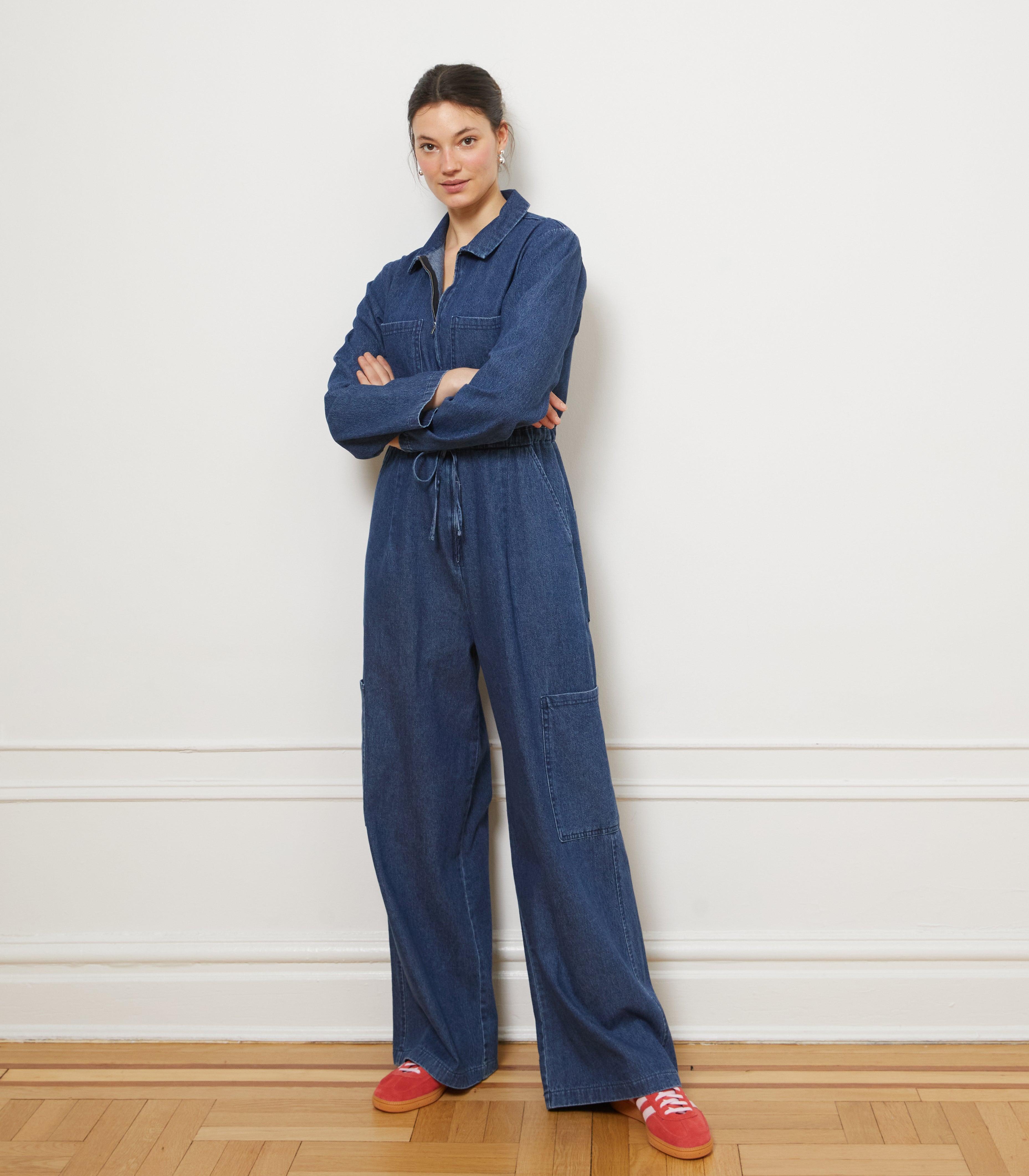 Spencer Cargo Zip Jumpsuit - Indigo