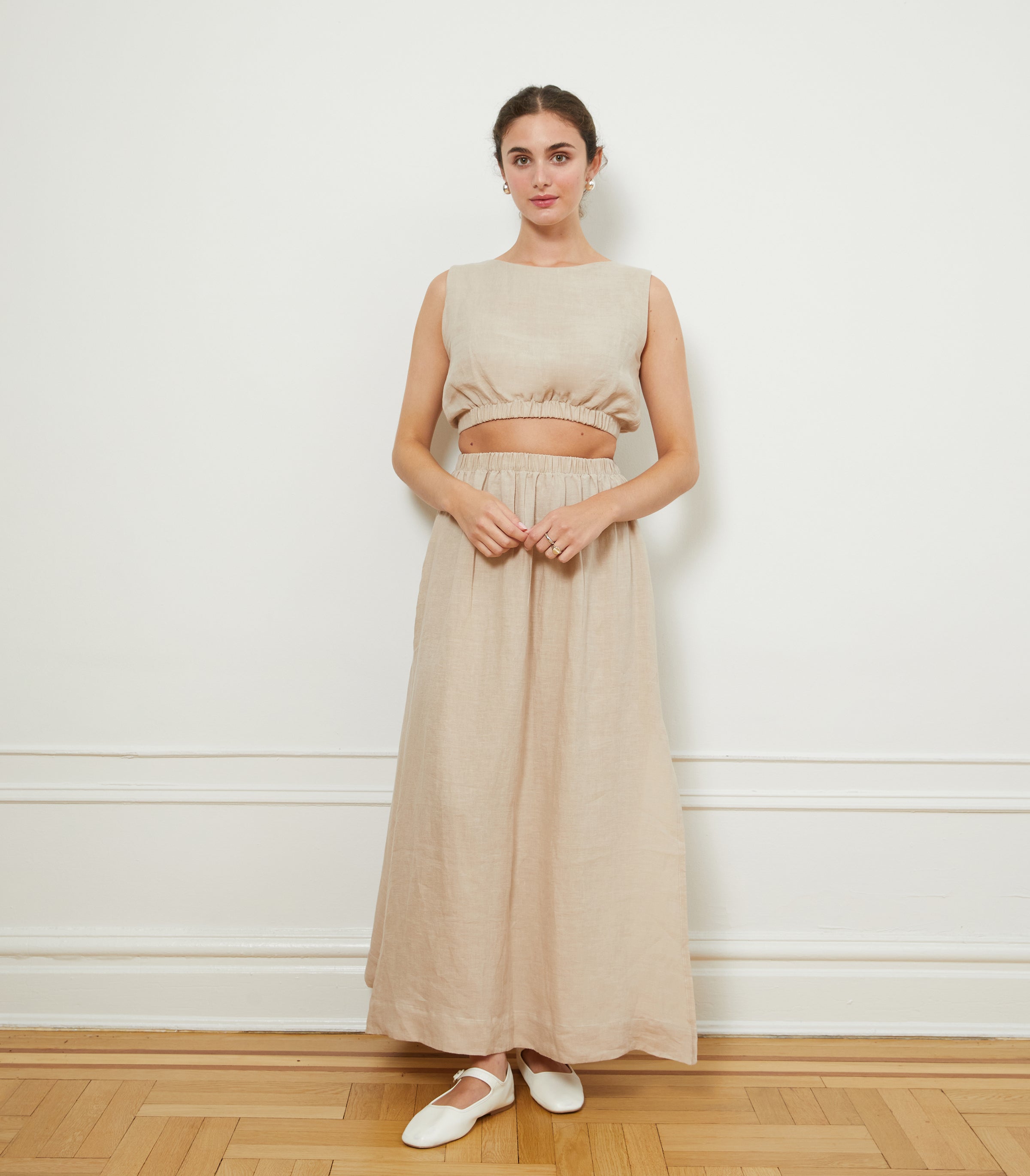 Carla Crop Top & Rosa Maxi Skirt - Ivory | LOUP x Biankalu