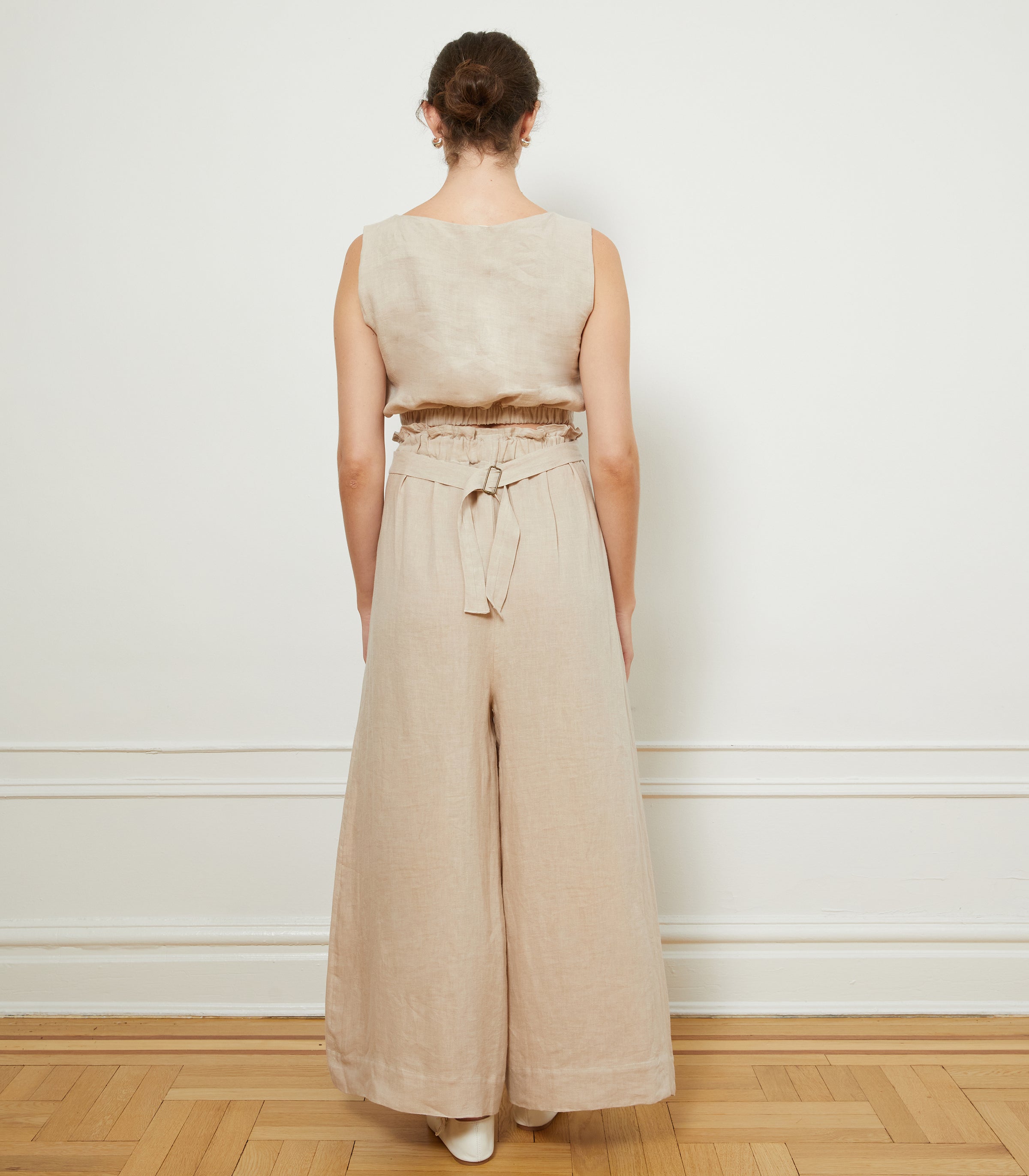 Andy Draped Wide Linen Pants & Carla Top - Ivory | LOUP x Biankalu