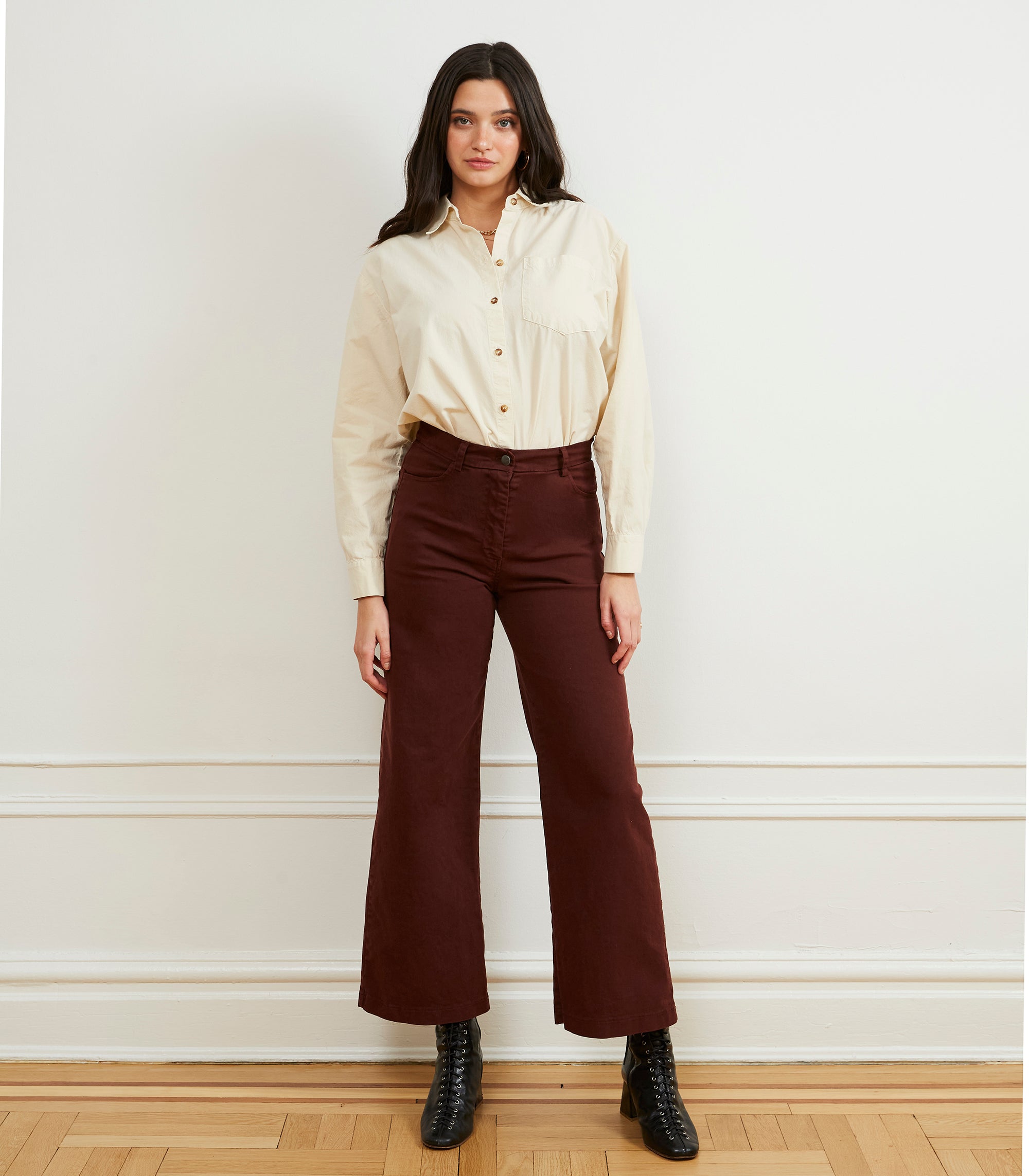 Toni Wide Ankle Pants - Coffee