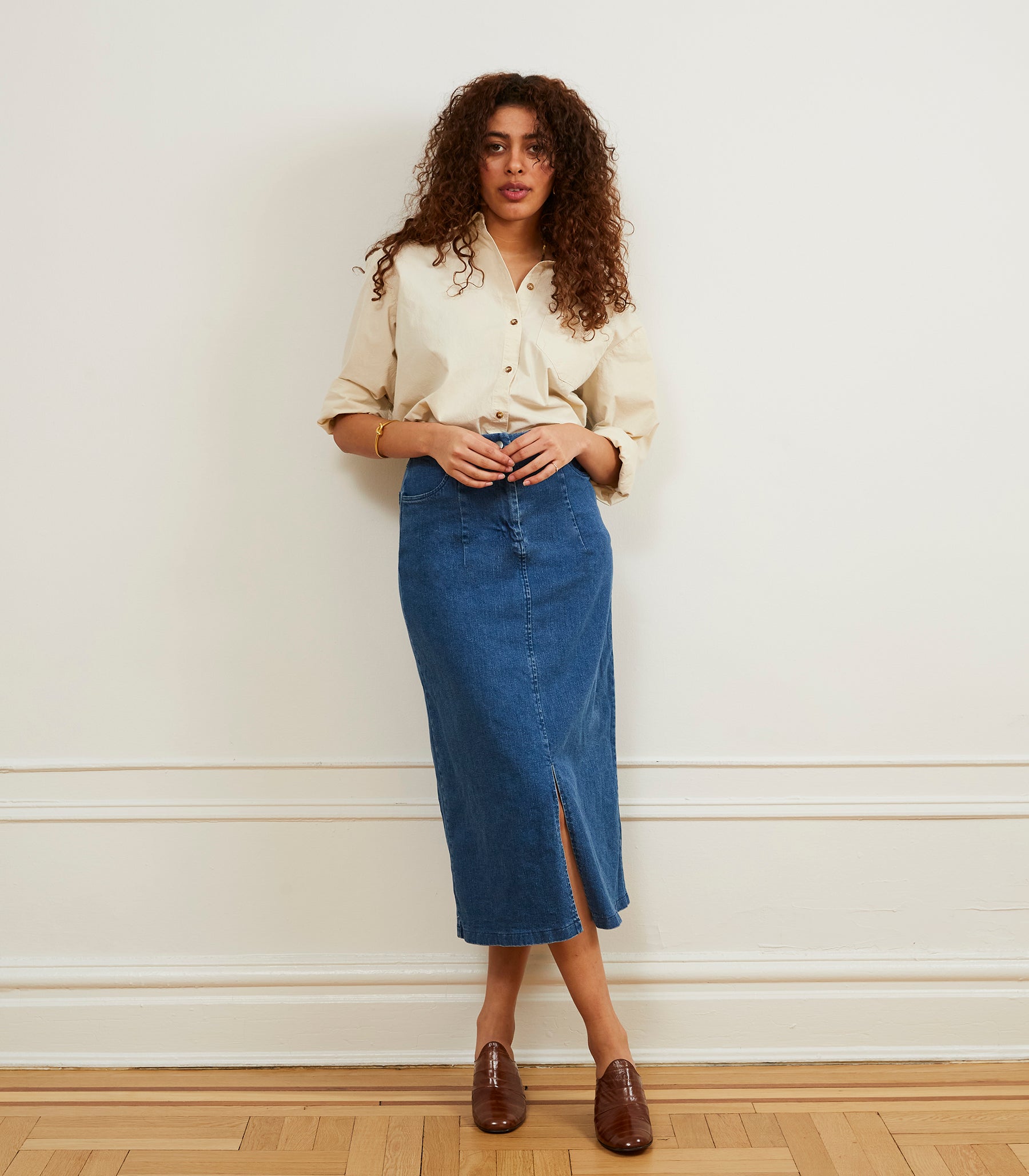 Monica Denim Midi Skirt - Indigo