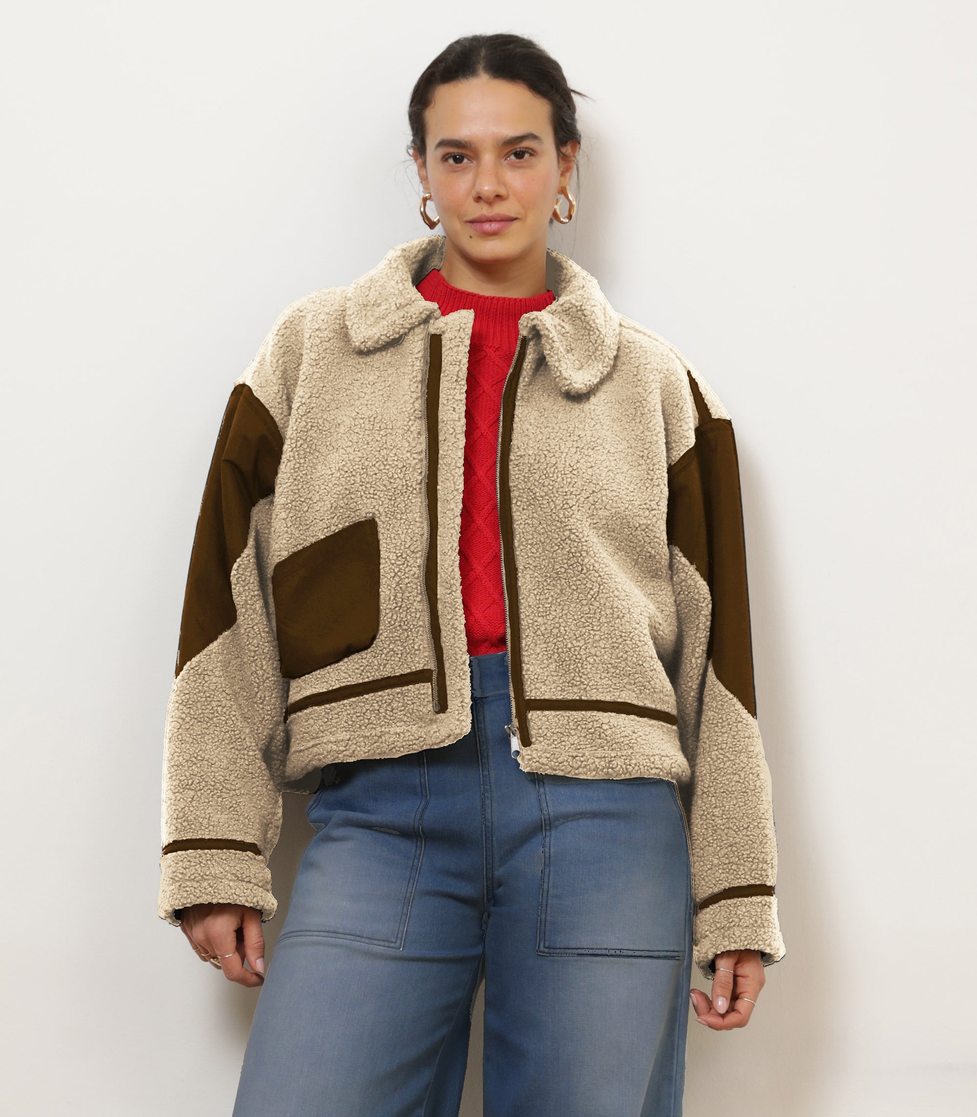 Vanessa Shearling Bomber Jacket - Ivory