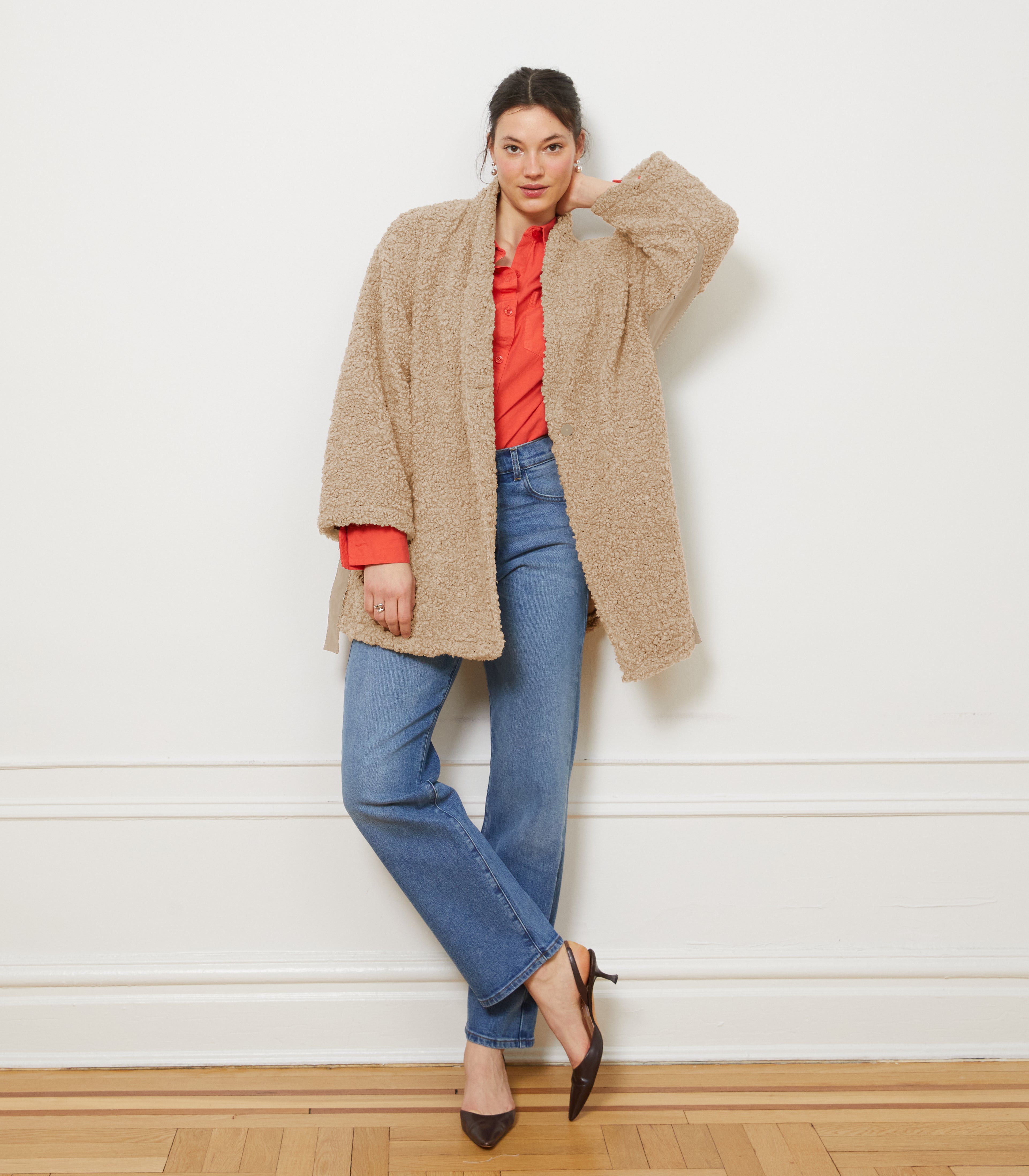 Valentina Sherpa Wrap Coat - Ivory