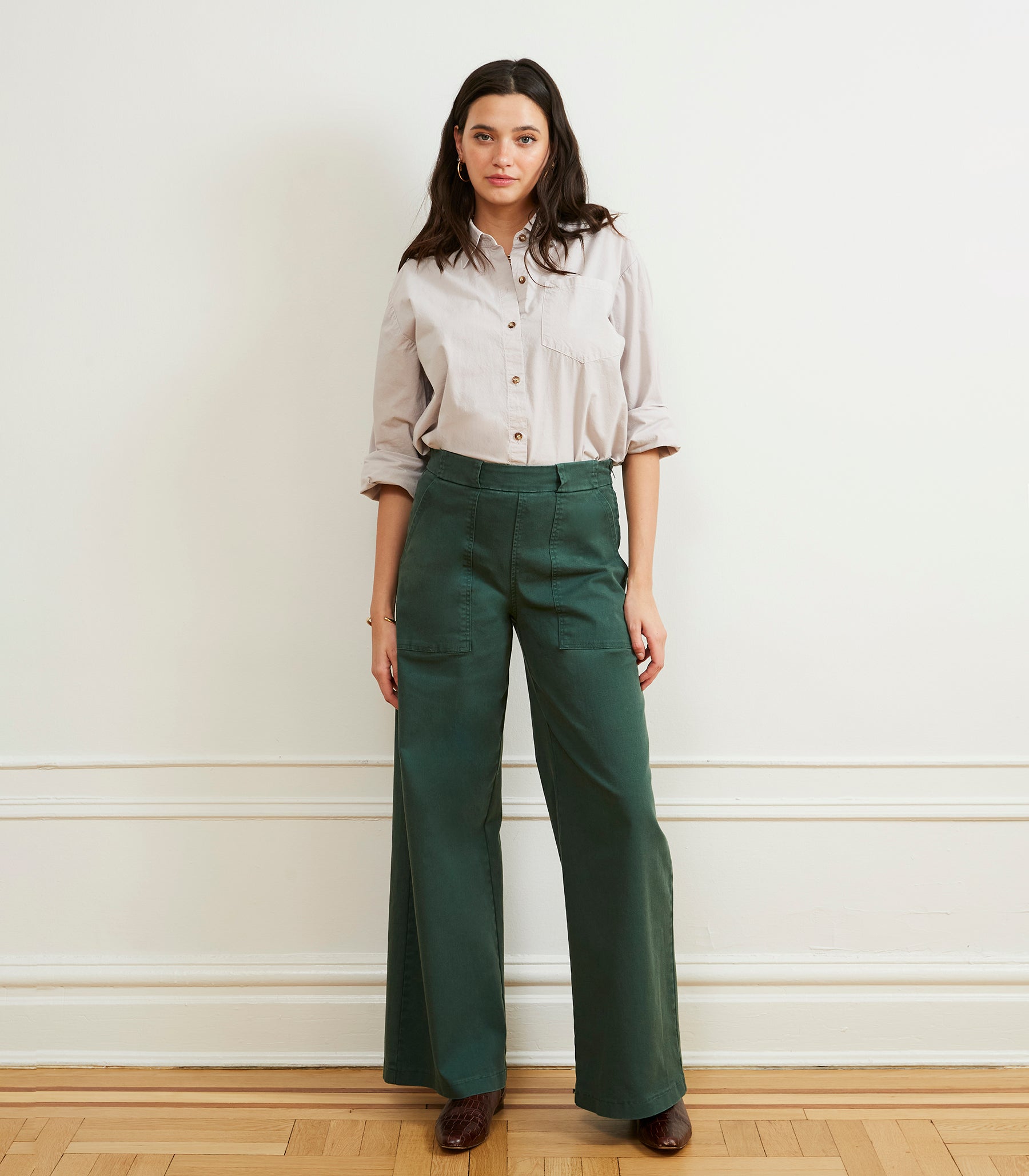 Long Sabrina Wide-Leg Pants - Hunter