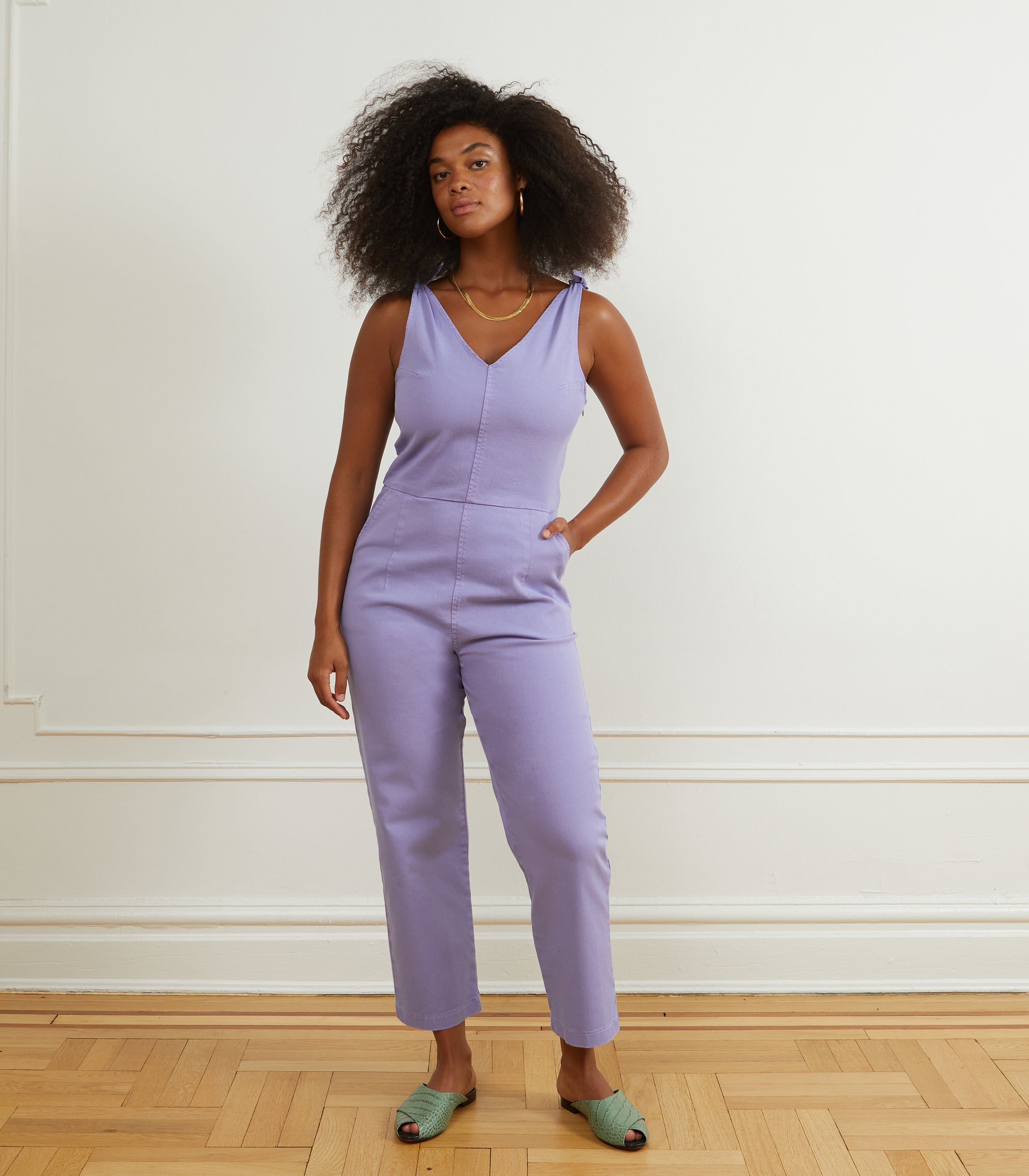 Slate Tie Strap Coveralls - Lilac