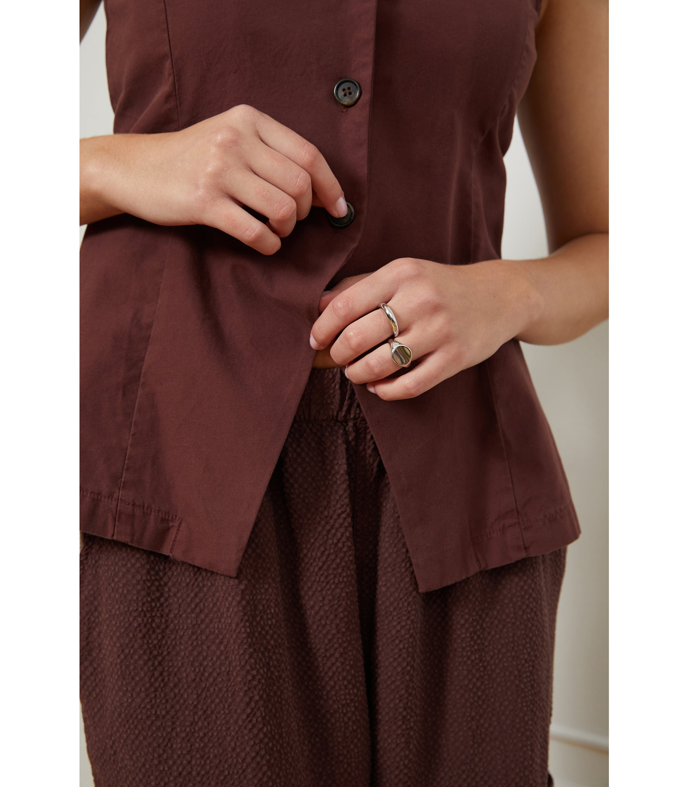 Marissa Long Fitted Vest - Maroon | LOUP