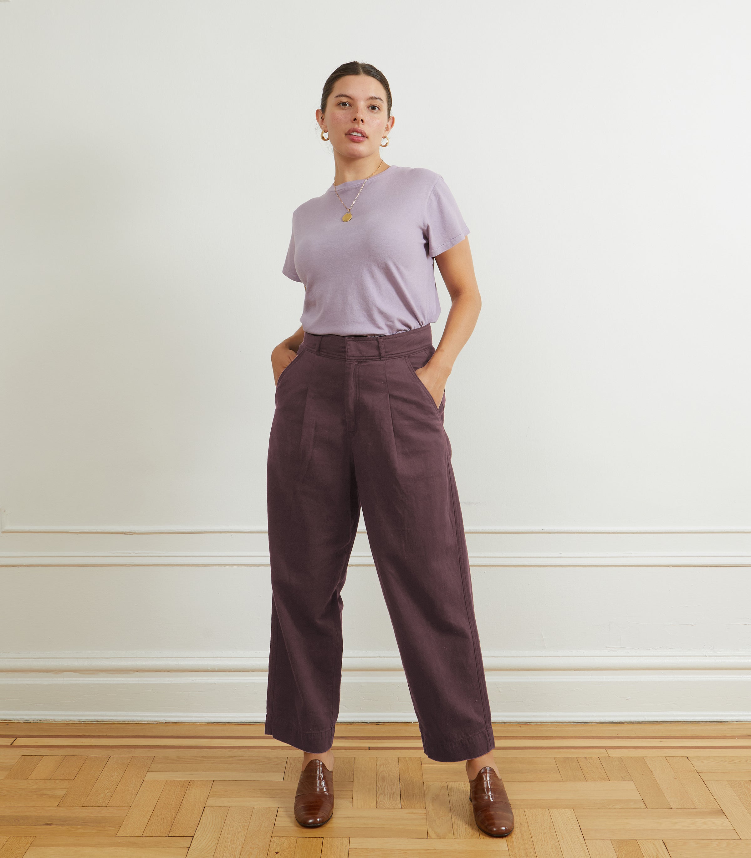 Elaine Pleated Tapered Trousers - Mauve