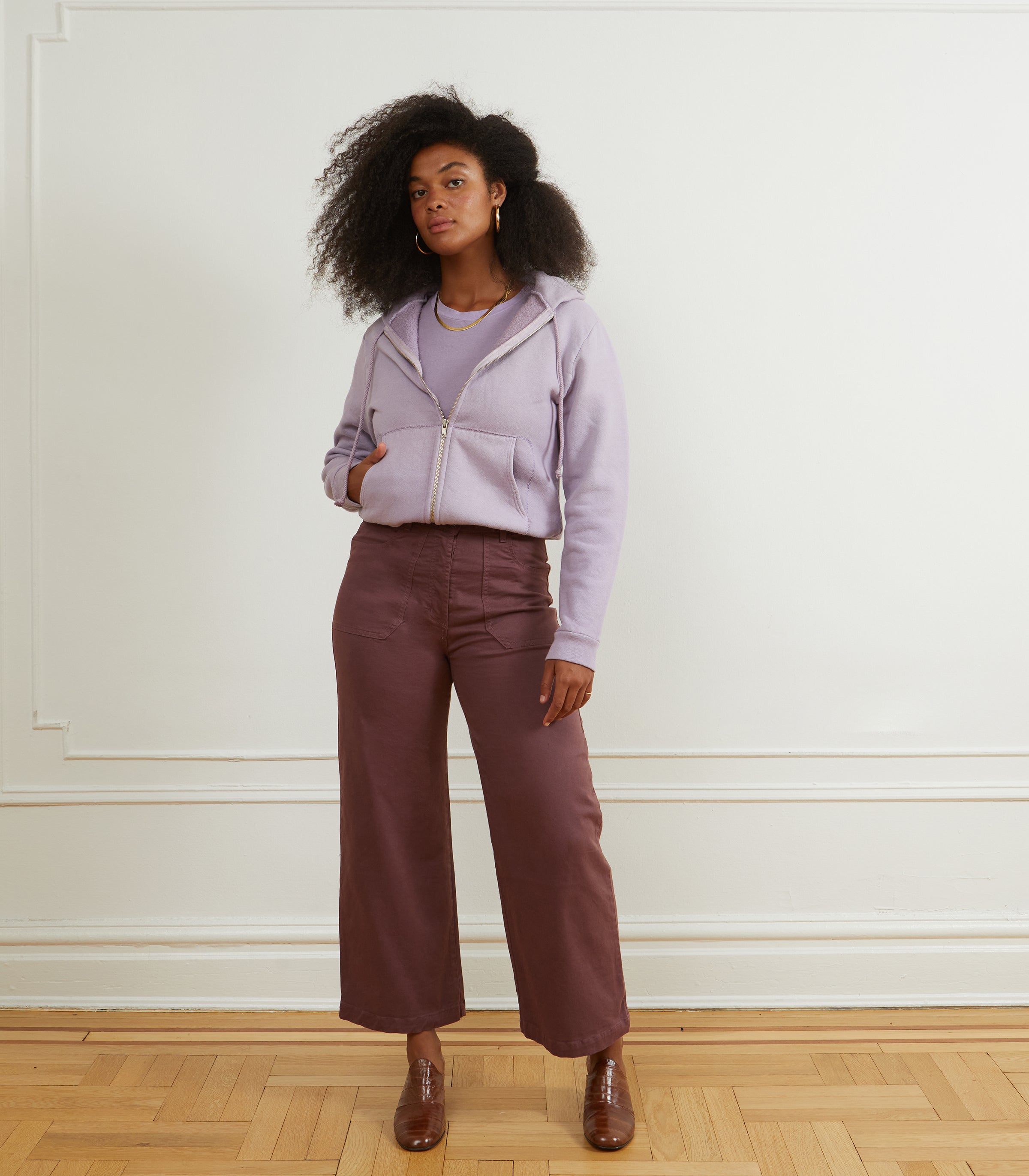 Simone Wide Crop Pants - Mauve