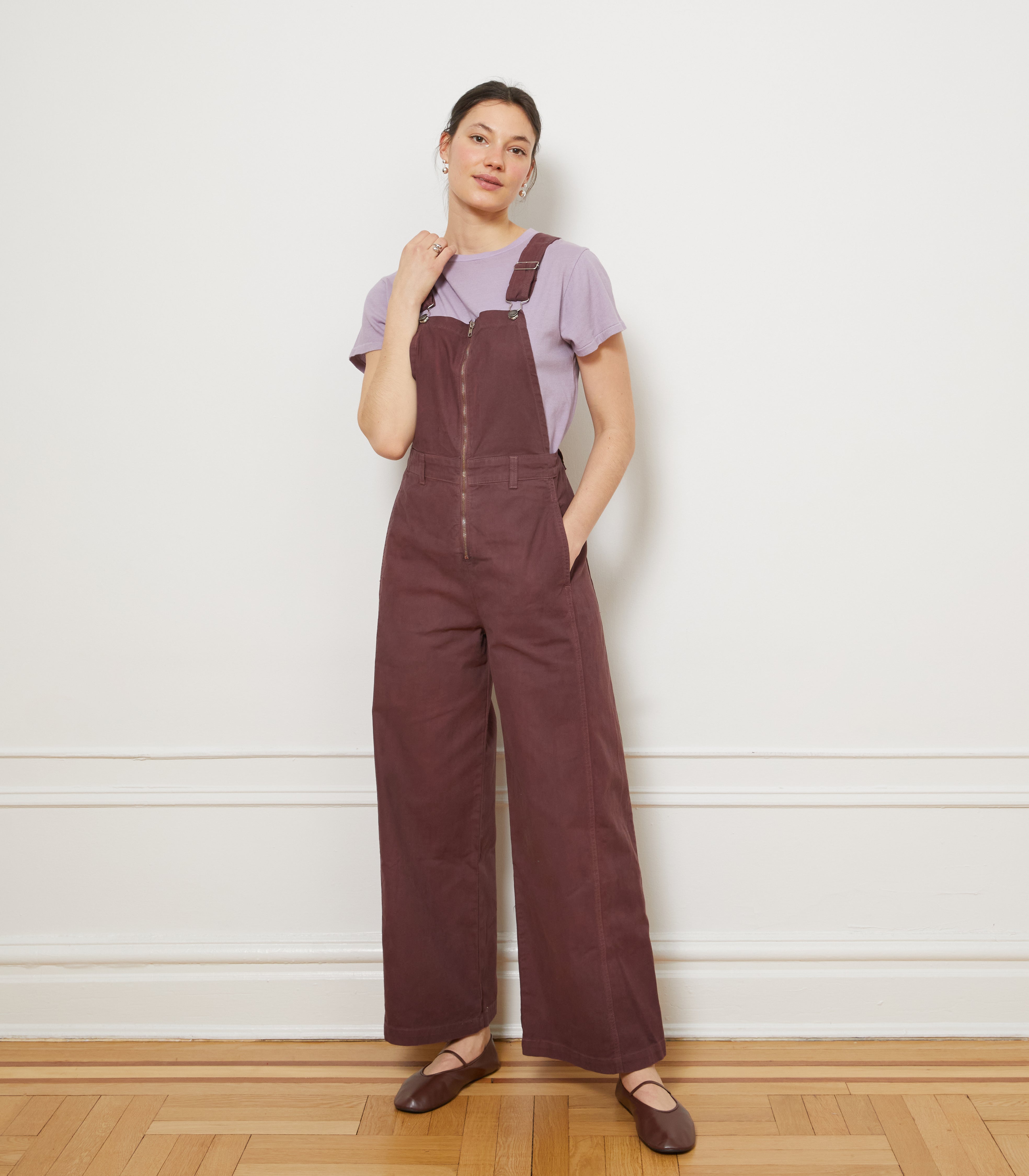 Madelyn Zip Front Overalls - Mauve | LOUP