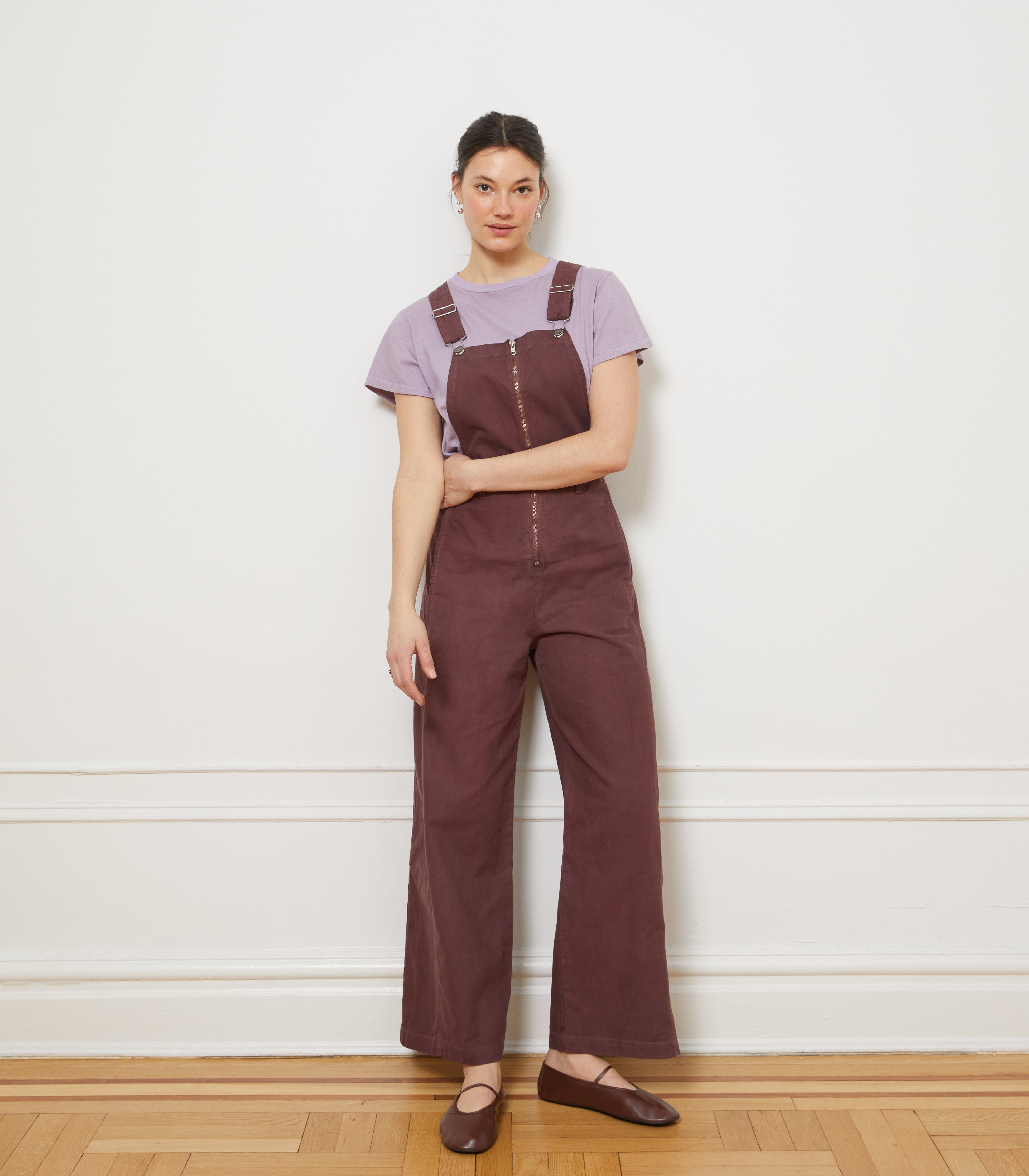 Madelyn Zip Front Overalls - Mauve | LOUP