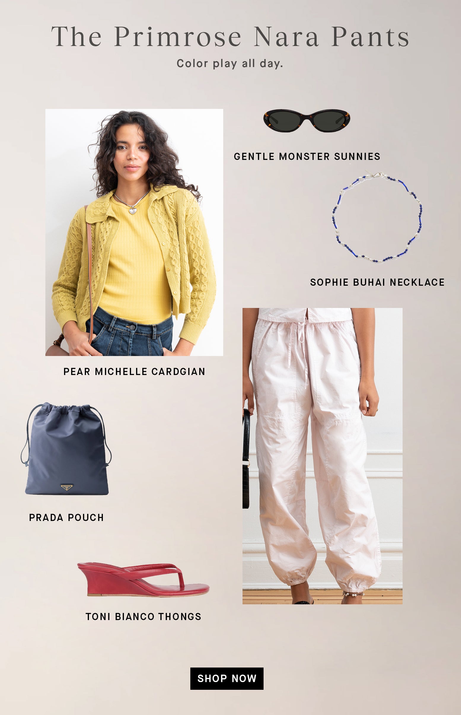 Nara Parachute Leg Drawstring Pants - Primrose